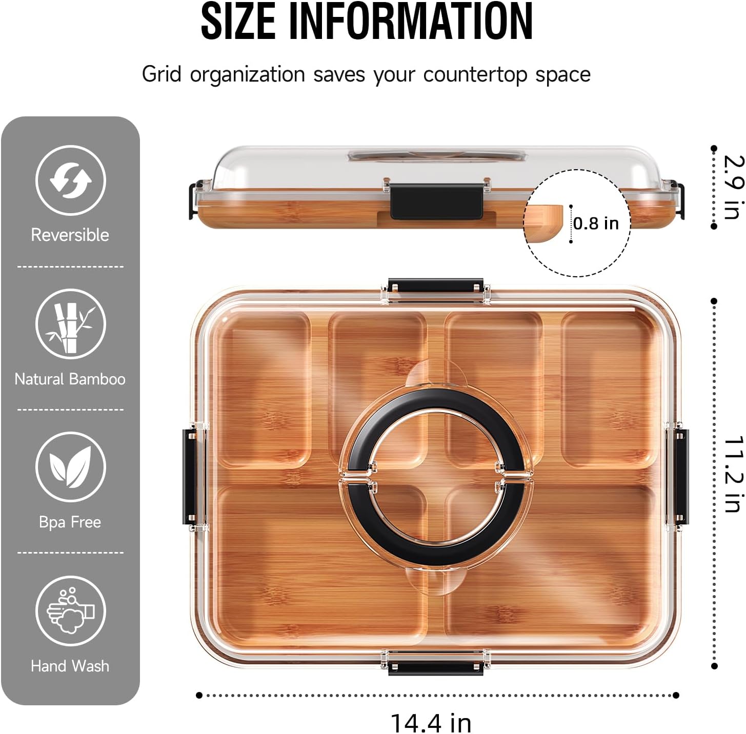 Thumbnail 2 de Renmxj Charcuterie Board with Clear Lid 6 Compartments