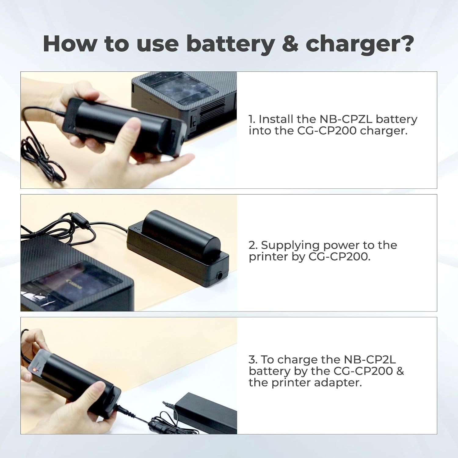 Thumbnail 4 de TQTHL NB-CP2L Akku (2500 mAh) mit Ladegerät für Canon SELPHY CP1500 & weitere Foto-Drucker