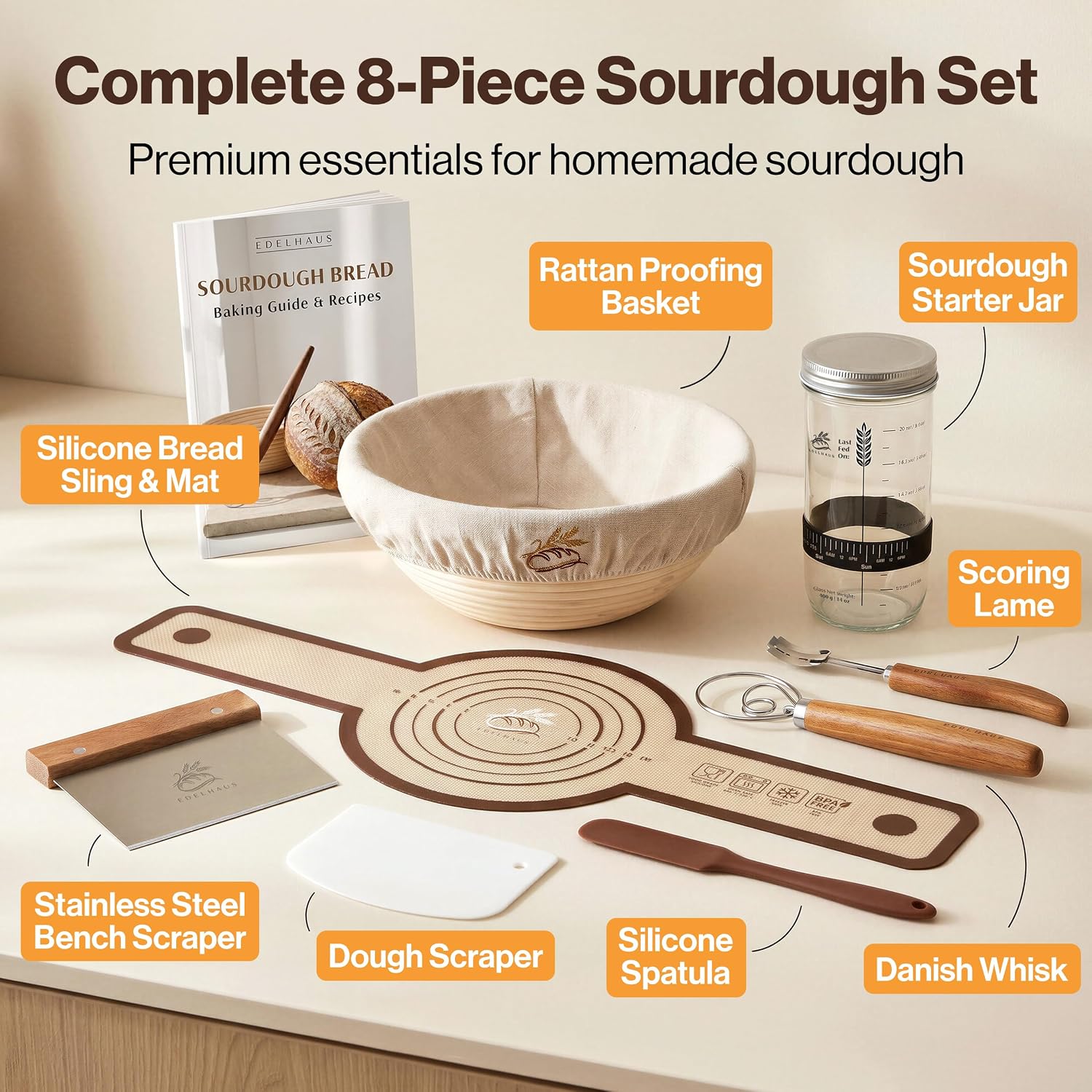 Detalle 2 de EDELHAUS Sourdough Starter Kit with Rattan Banneton