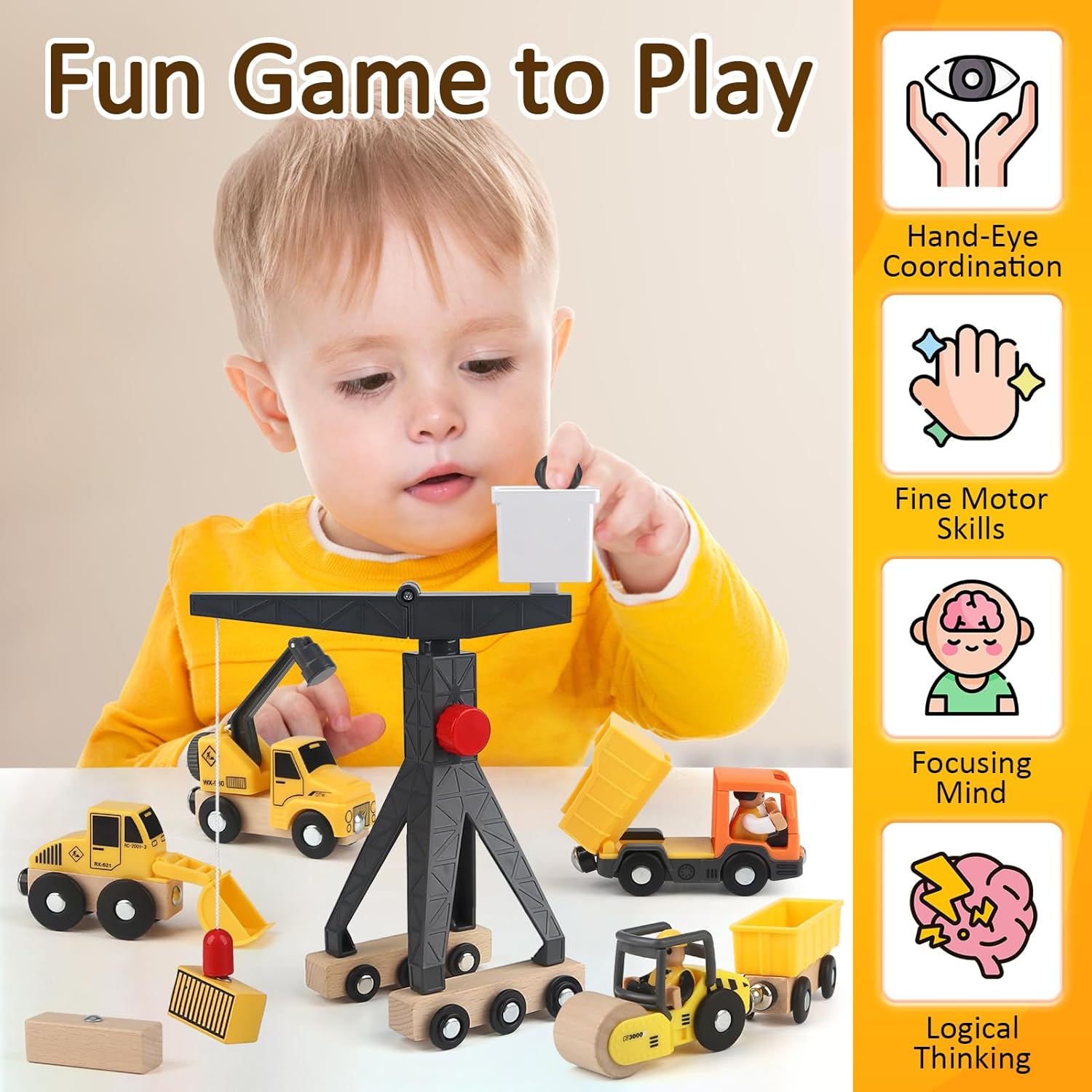 Detalle 2 de Vanplay Baustellenfahrzeuge Kran Spielzeug ab 3