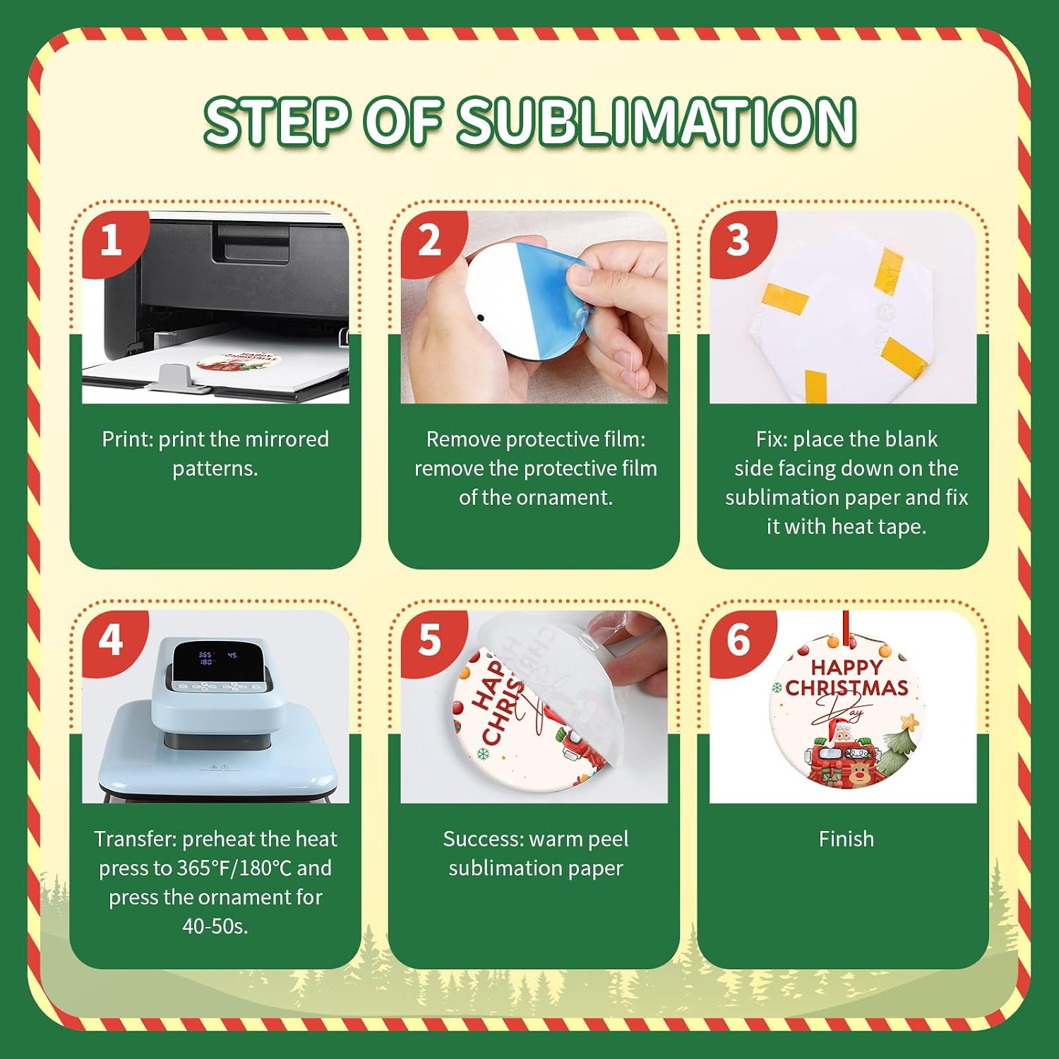 Detalle de HTVRONT SG-RSHYP-0002-US Sublimation Ornament Blanks, Double-Sided MDF