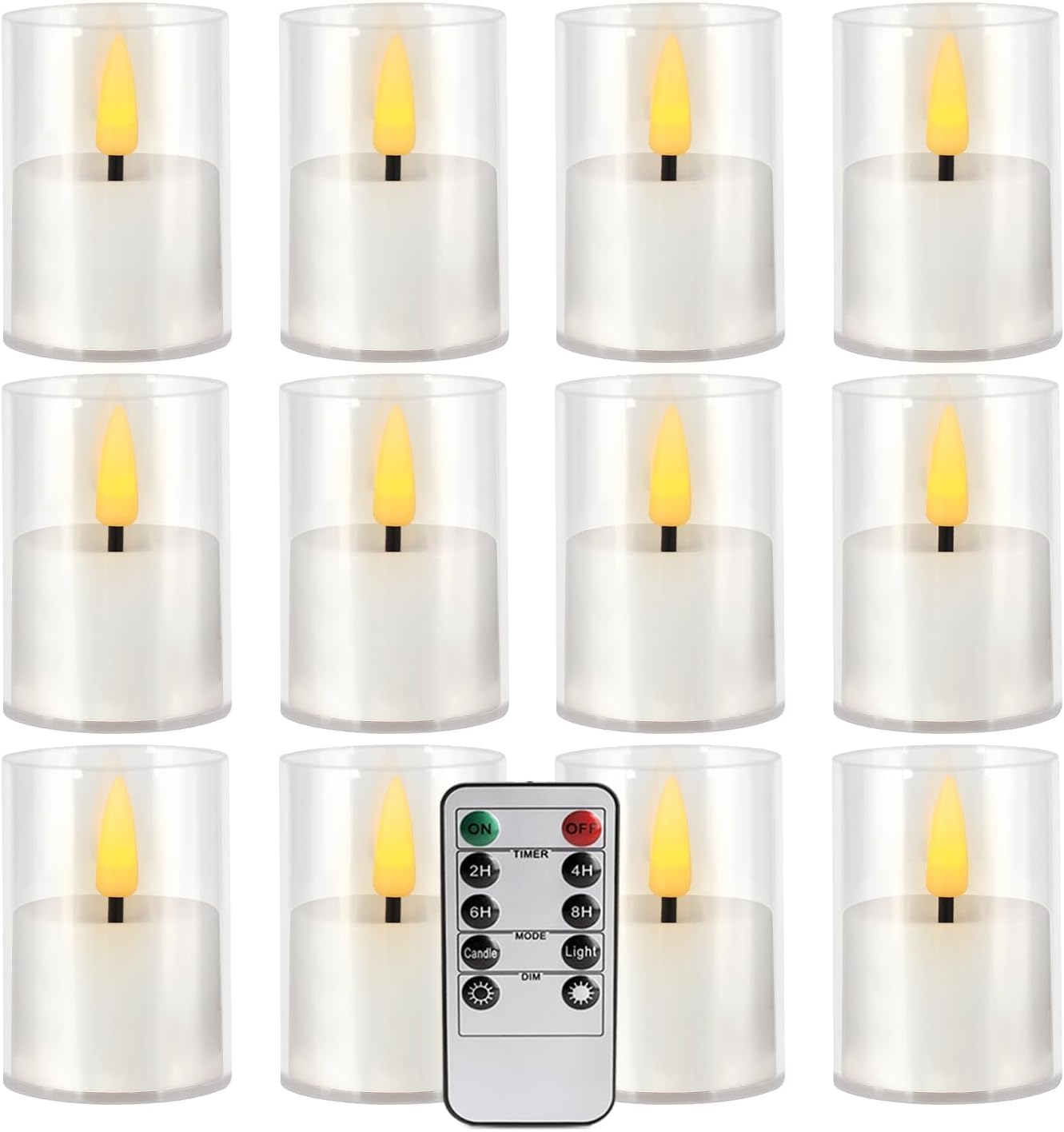 Detalle 2 de TLNFHRPI RTY1023 Flameless LED Candles, 12-Pack in Ivory with Timer and Remote