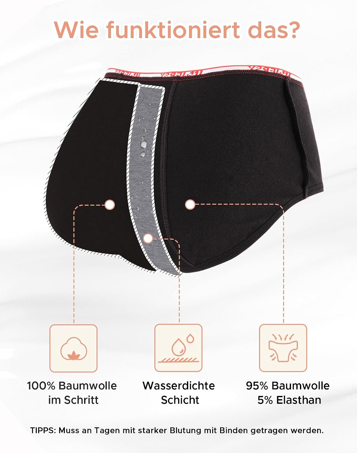 Thumbnail 1 de INNERSY Periodenunterwäsche für Mädchen aus Baumwolle – 3er Pack