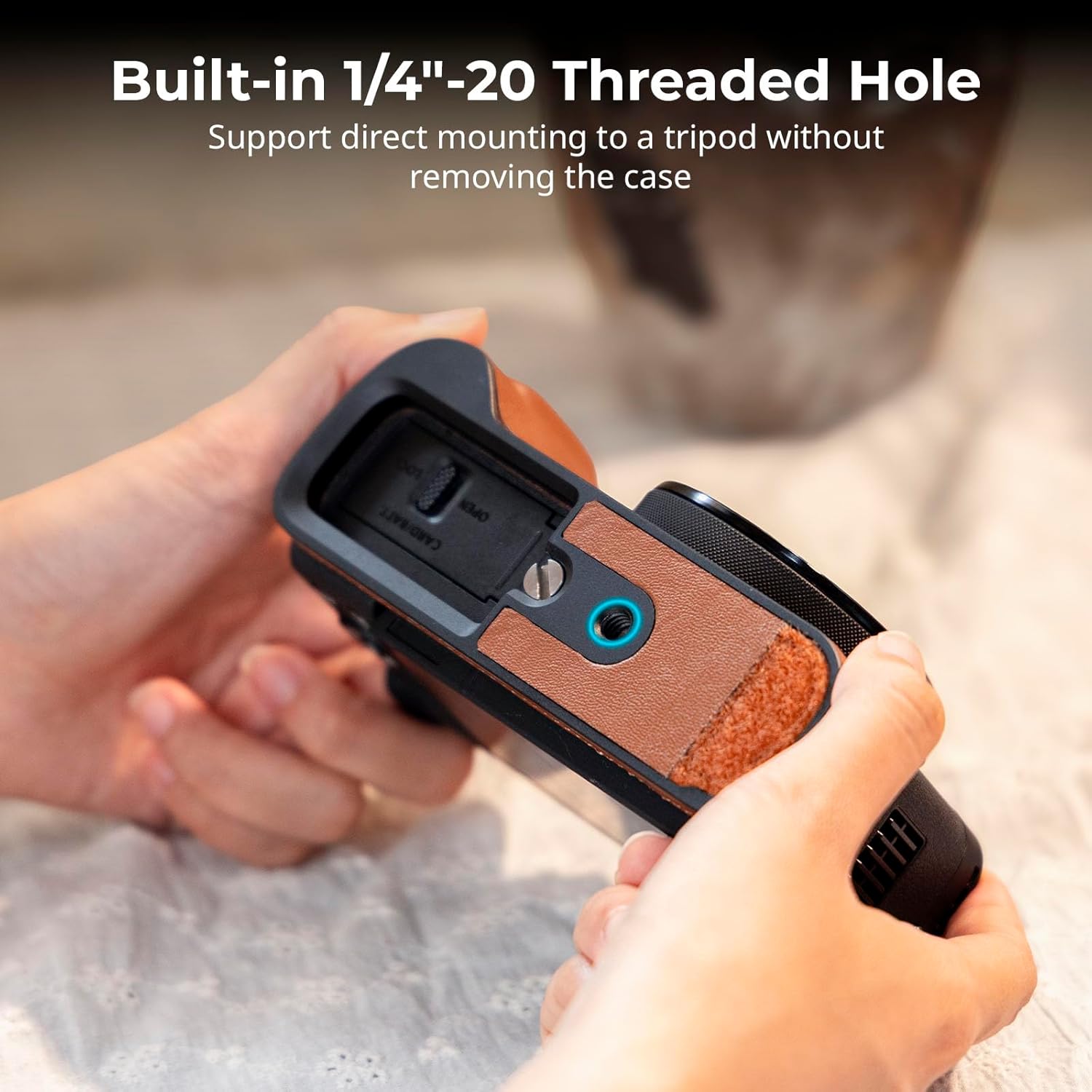 Thumbnail 5 de SmallRig Leather Case Kit for Canon PowerShot V1 (Brown) – Half Leather Case, Flip Cover, Wrist Strap & Furry Windscreen