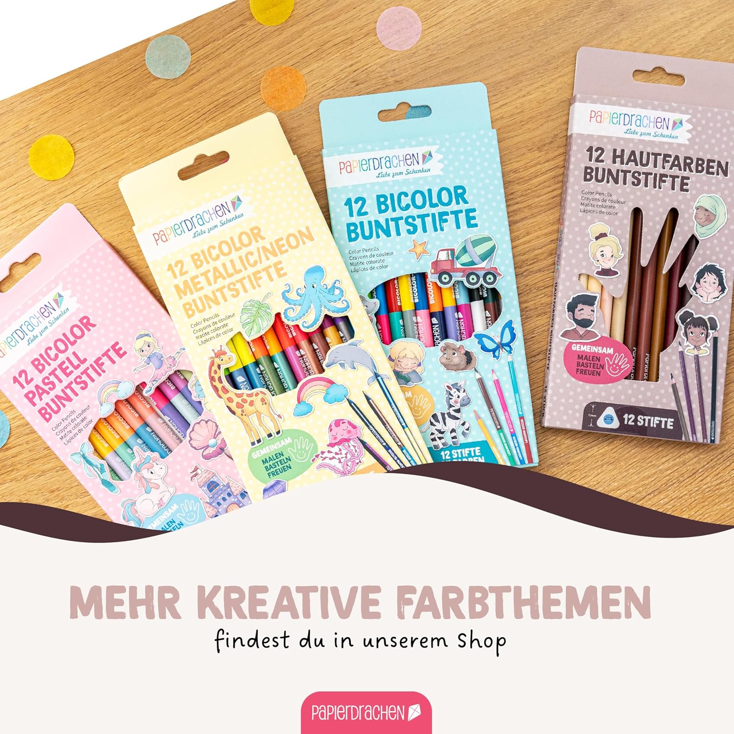 Thumbnail 6 de Papierdrachen Buntstifte 12 Hautfarben dreieckig