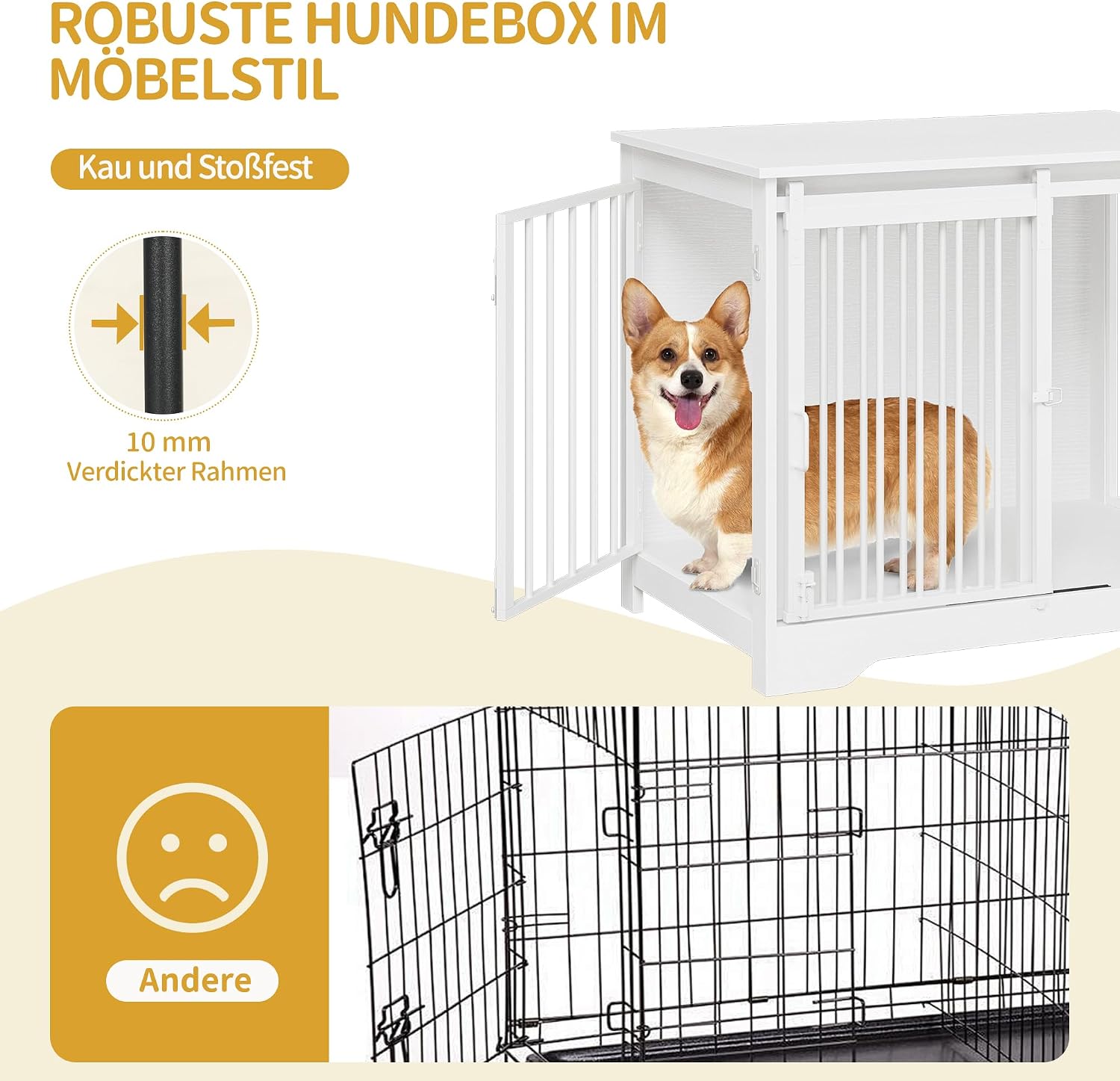 Detalle 2 de Hzuaneri DFC83613W Hundebox 81 cm Holz für Zuhause