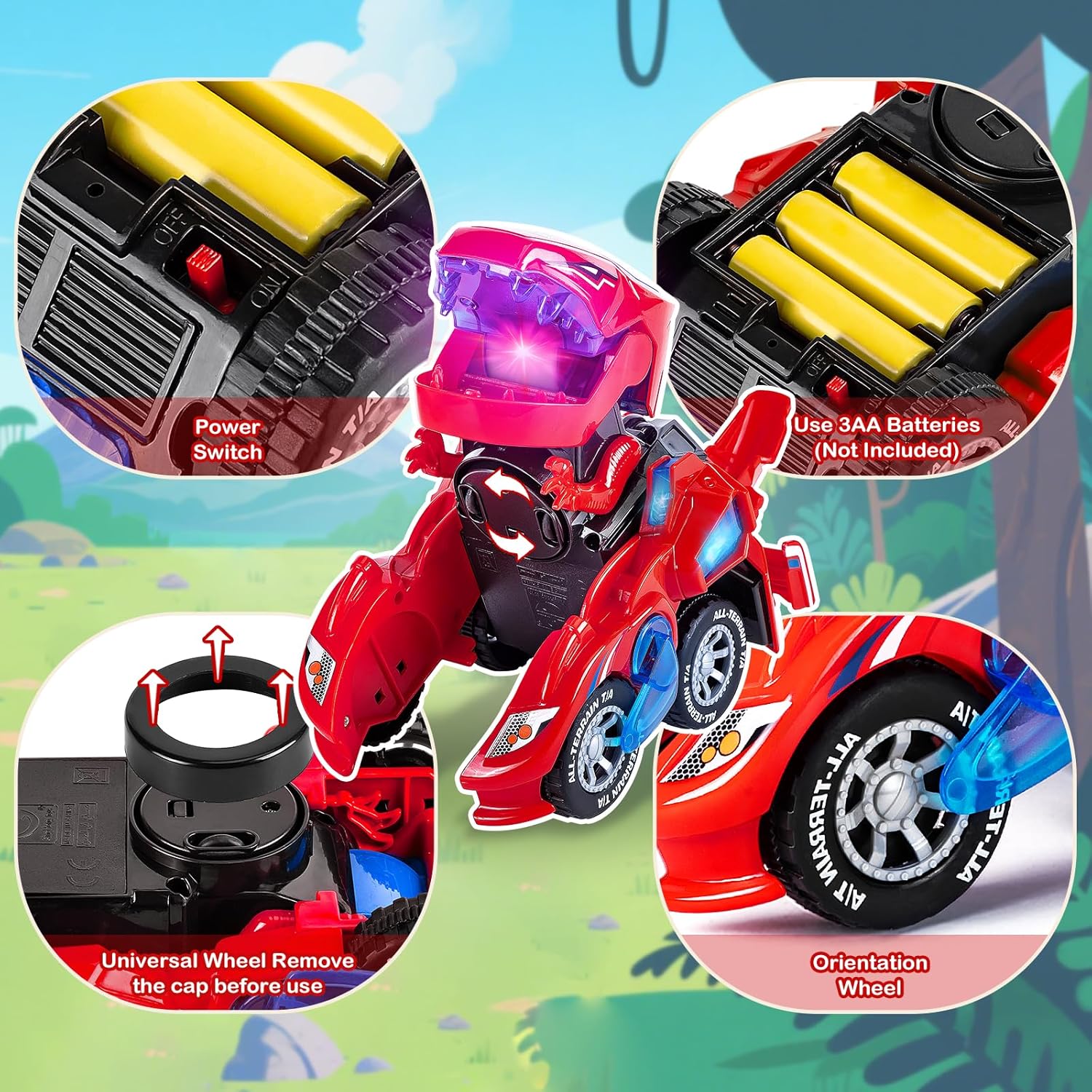 Detalle 2 de Yellcetoy Dinosaur Transforming Car 8in