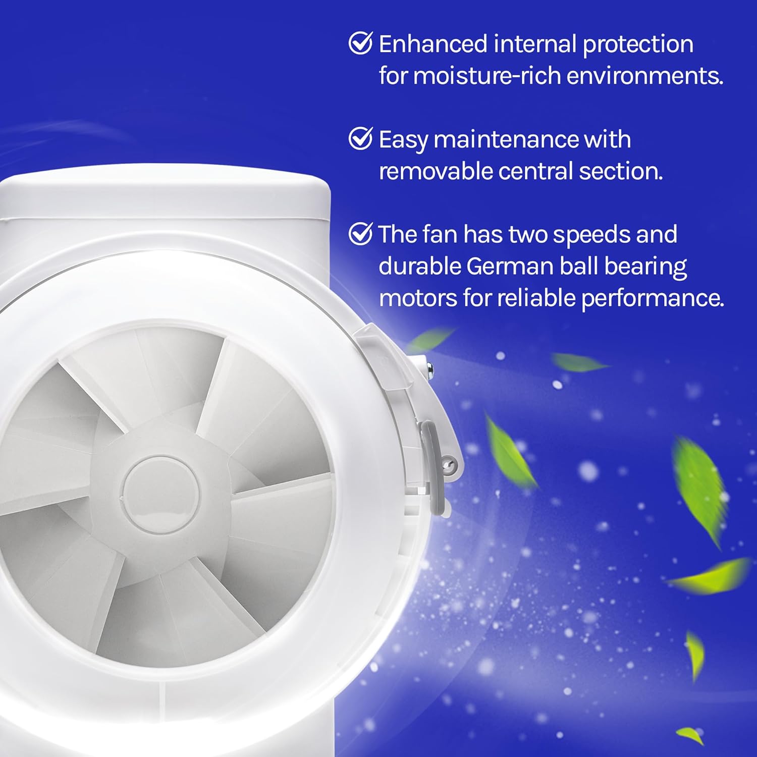 Detalle de Devola DVILF100T 100mm Inline Mixed Flow Extractor Fan with Timer (4 inch) – made in Britain