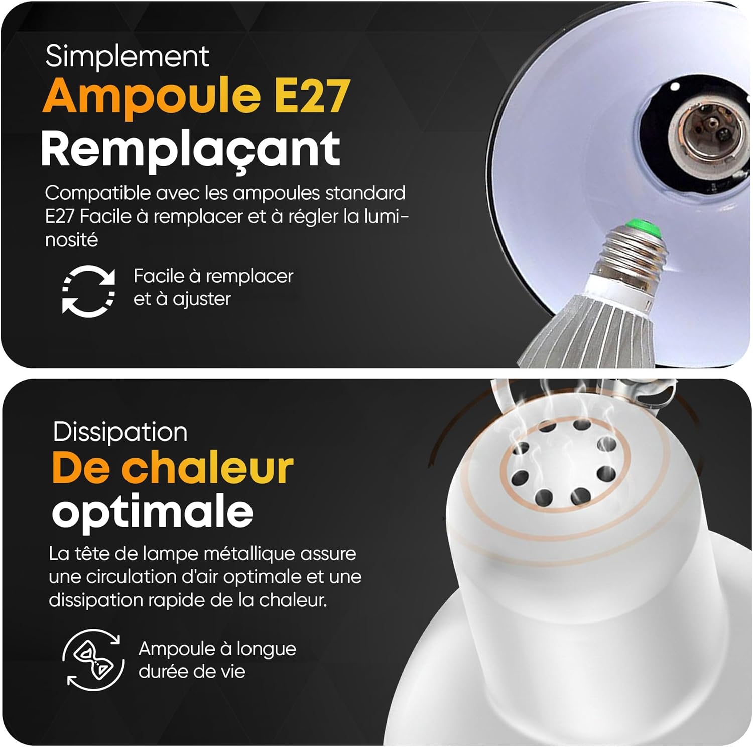 Thumbnail 4 de GOODS+GADGETS Lampe de travail rétro à bras articulé en métal (ampoule LED E27 offerte)