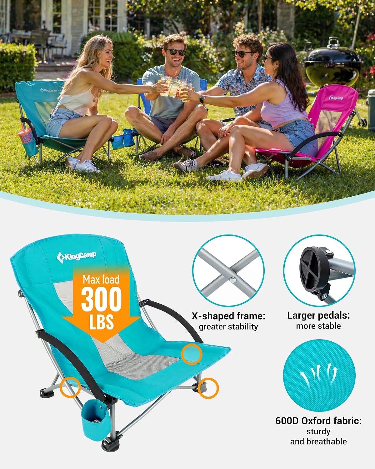 Thumbnail 6 de KingCamp Low Beach Chairs 300lb Folding Chair