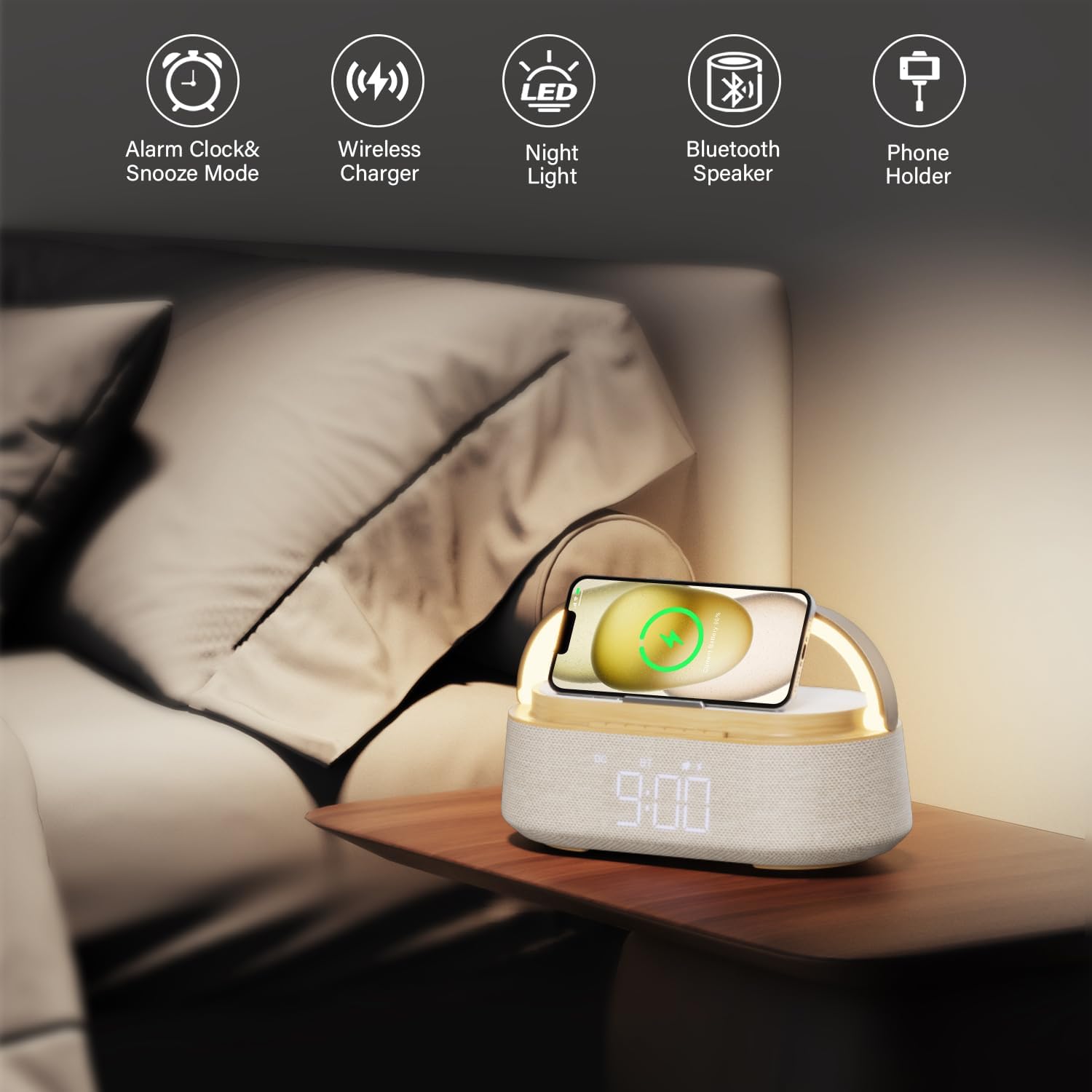 Thumbnail 6 de FREEFISH Bluetooth Speaker with Wireless Charger and Night Light: A Practical All‑in‑One Desk Companion