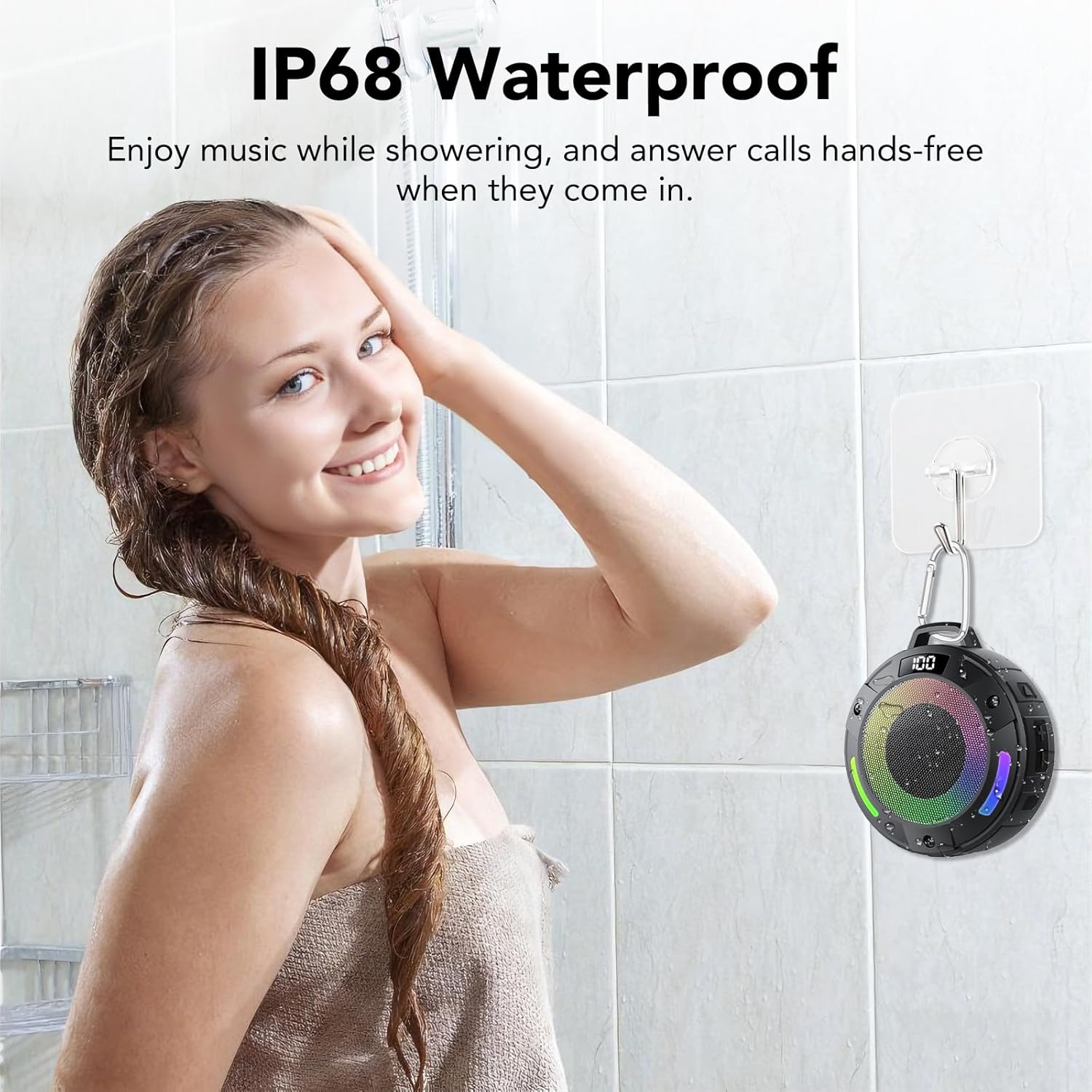 Thumbnail 5 de Tragbarer Mini Bluetooth Lautsprecher mit LED-Licht, IP68 & Schwimmfunktion – Musikbox für Dusche, Wandern & Reisen