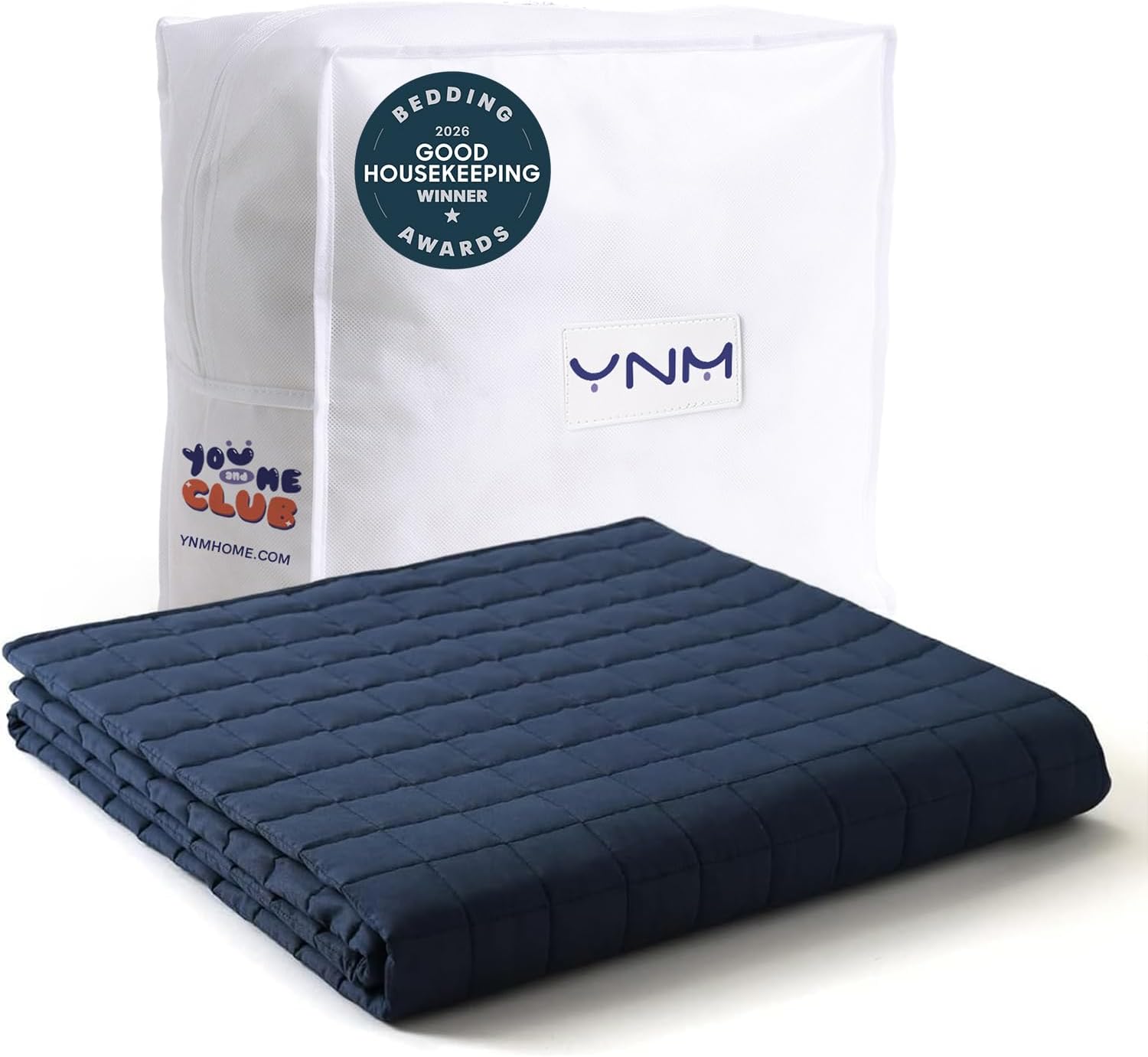 Detalle de YnM Exclusive Weighted Blanket, Soothing Cotton — 15 lb, 48x72 in (Navy)