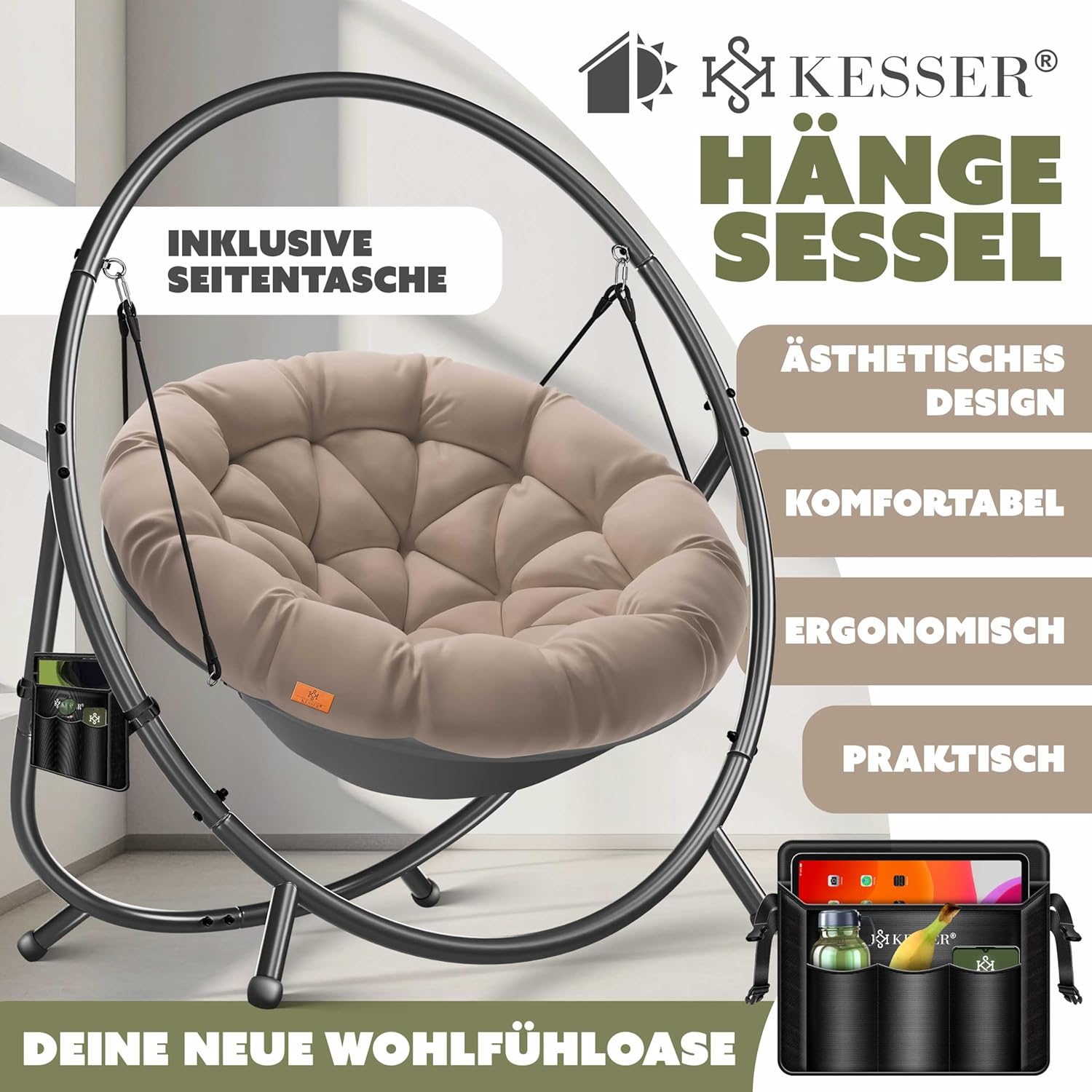 Thumbnail 1 de KESSER Bali Hängesessel mit Gestell 150 kg