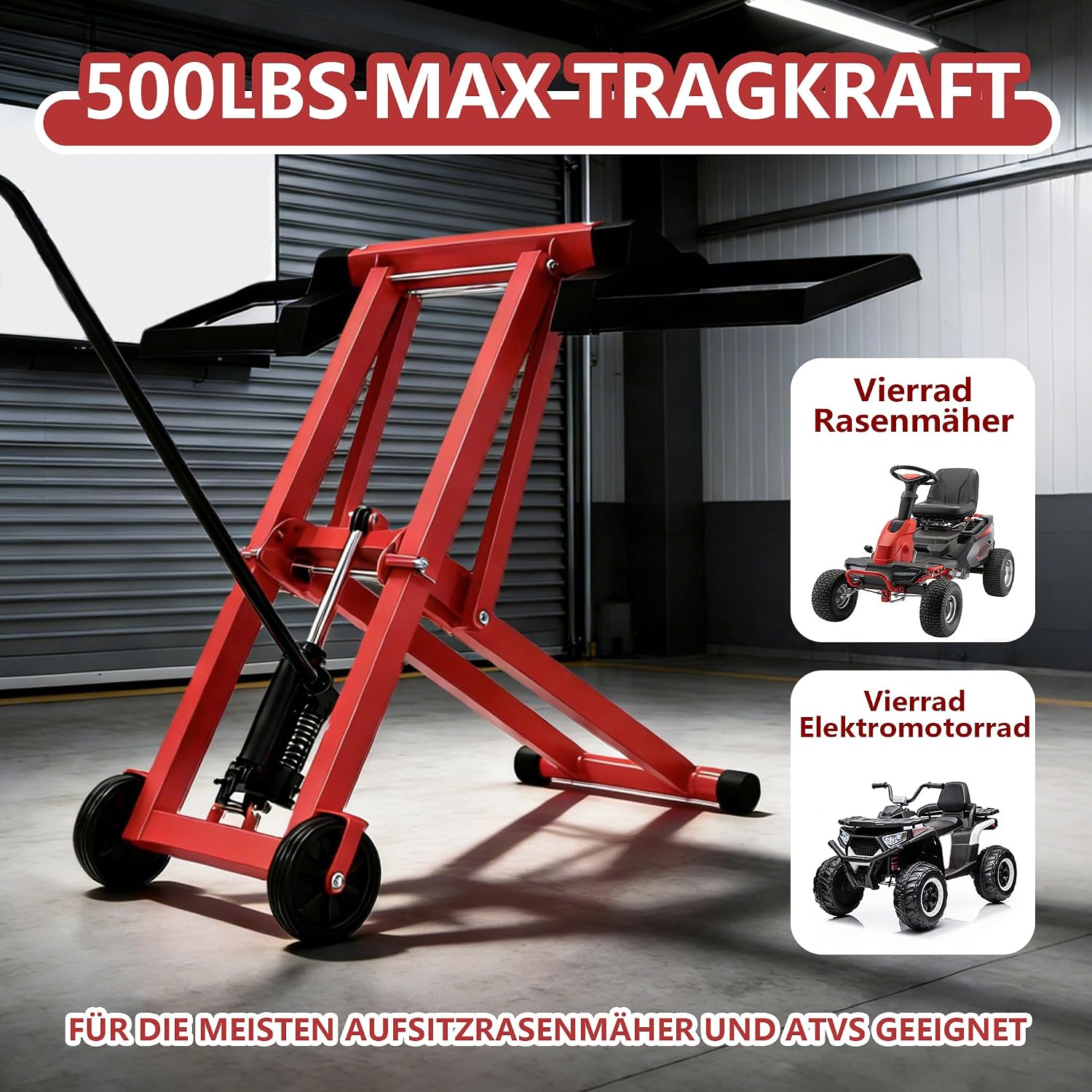 Detalle de UISEBRT Podnośnik hydrauliczny do traktora i kosiarki, 227 kg, do 65,5 cm