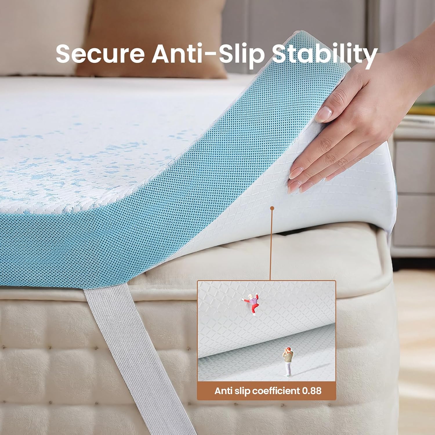 Detalle de OhGeni 3" Cooling Queen Memory Foam Topper Pad