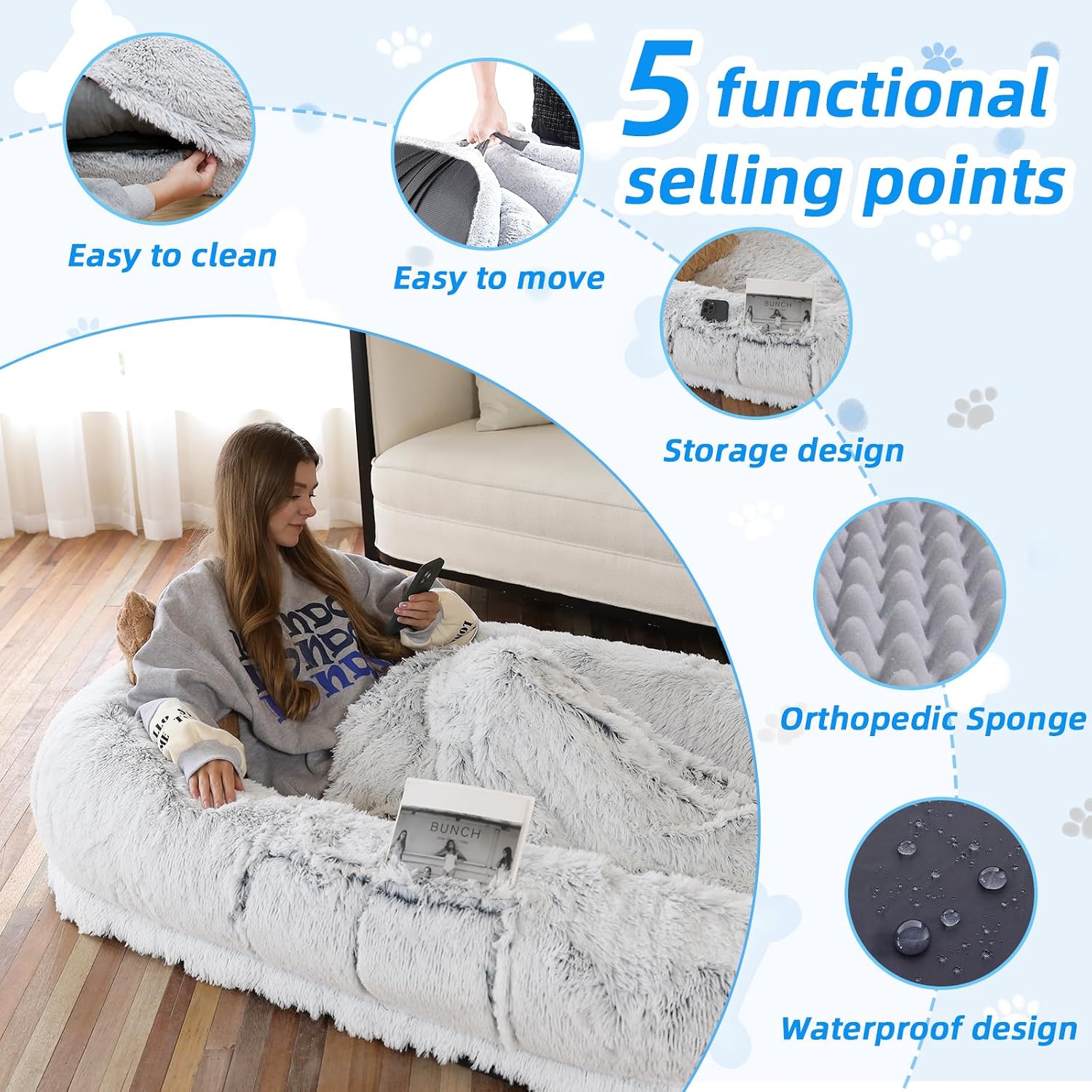 Detalle de WROS Human Dog Bed 71x45x12