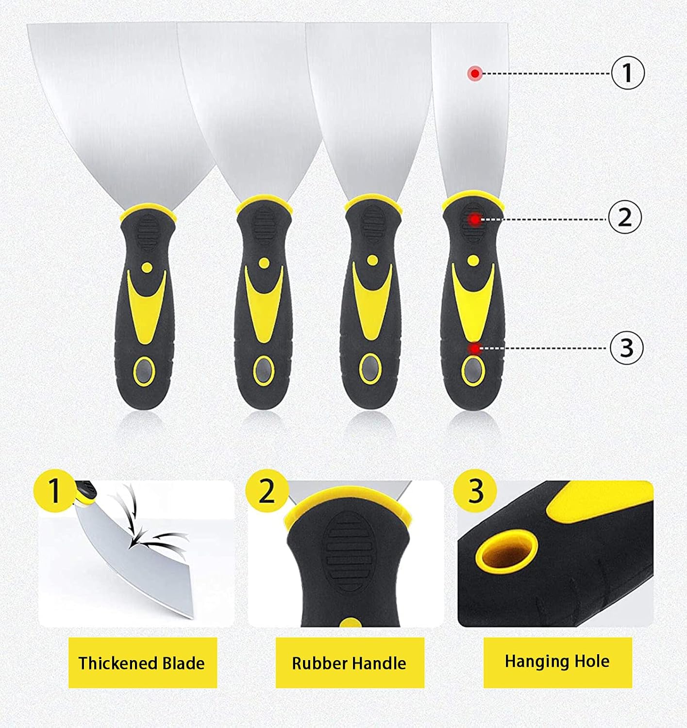 Thumbnail 2 de KZXXZH Wallpaper Scraper Set 4-piece, 1.5–5in