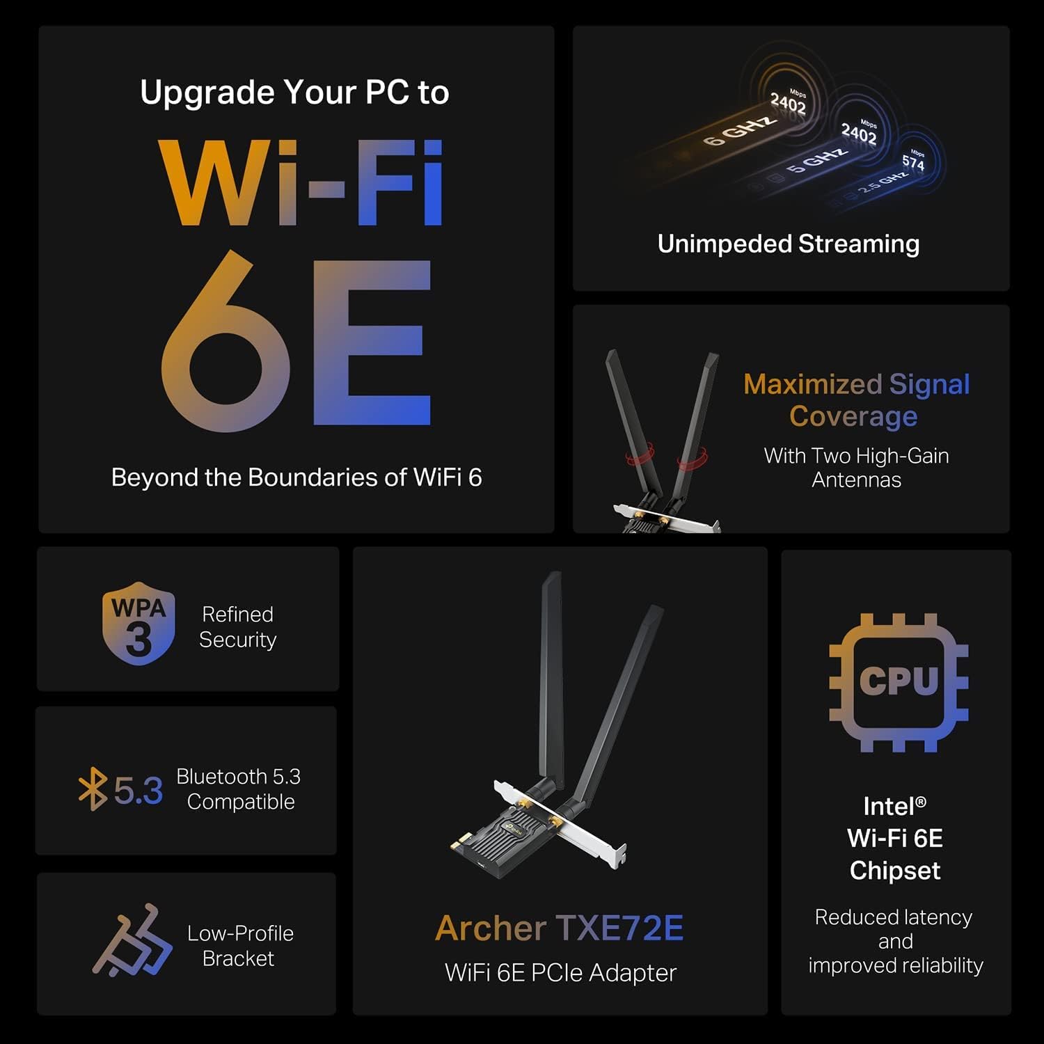Thumbnail 1 de TP-Link Archer TXE72E AXE5400 Wi‑Fi 6E PCIe Card