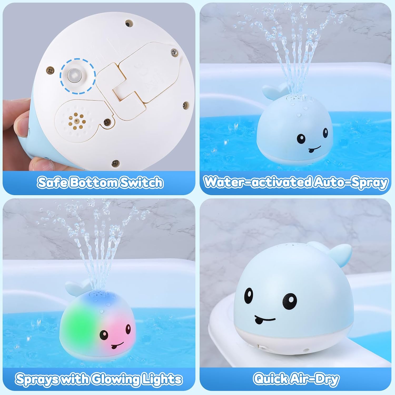 Detalle de Whale Bath Toy Sprinkler for Kids, light up