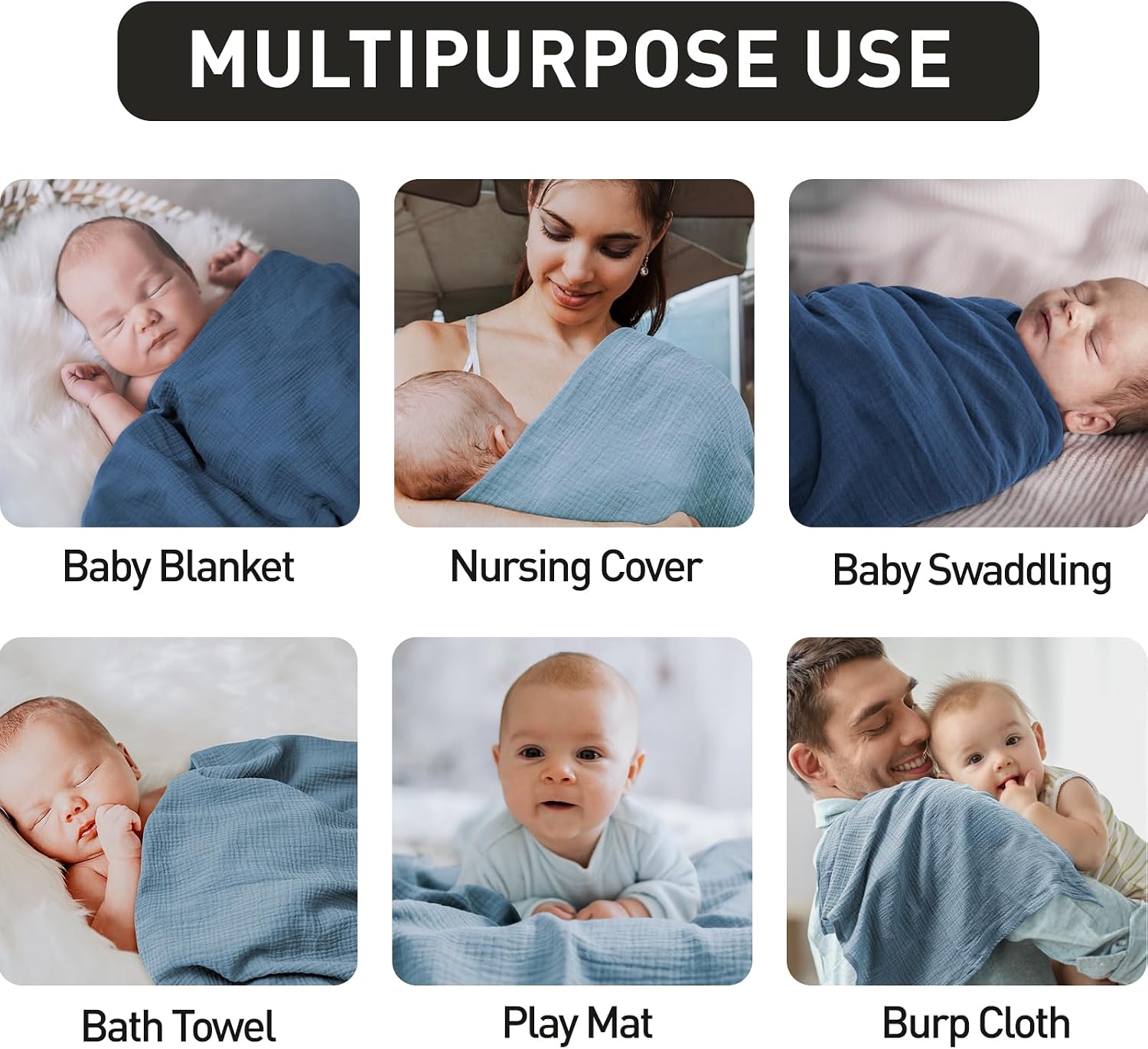 Thumbnail 4 de GLLQUEN BABY 95x100cm muslin swaddle blankets
