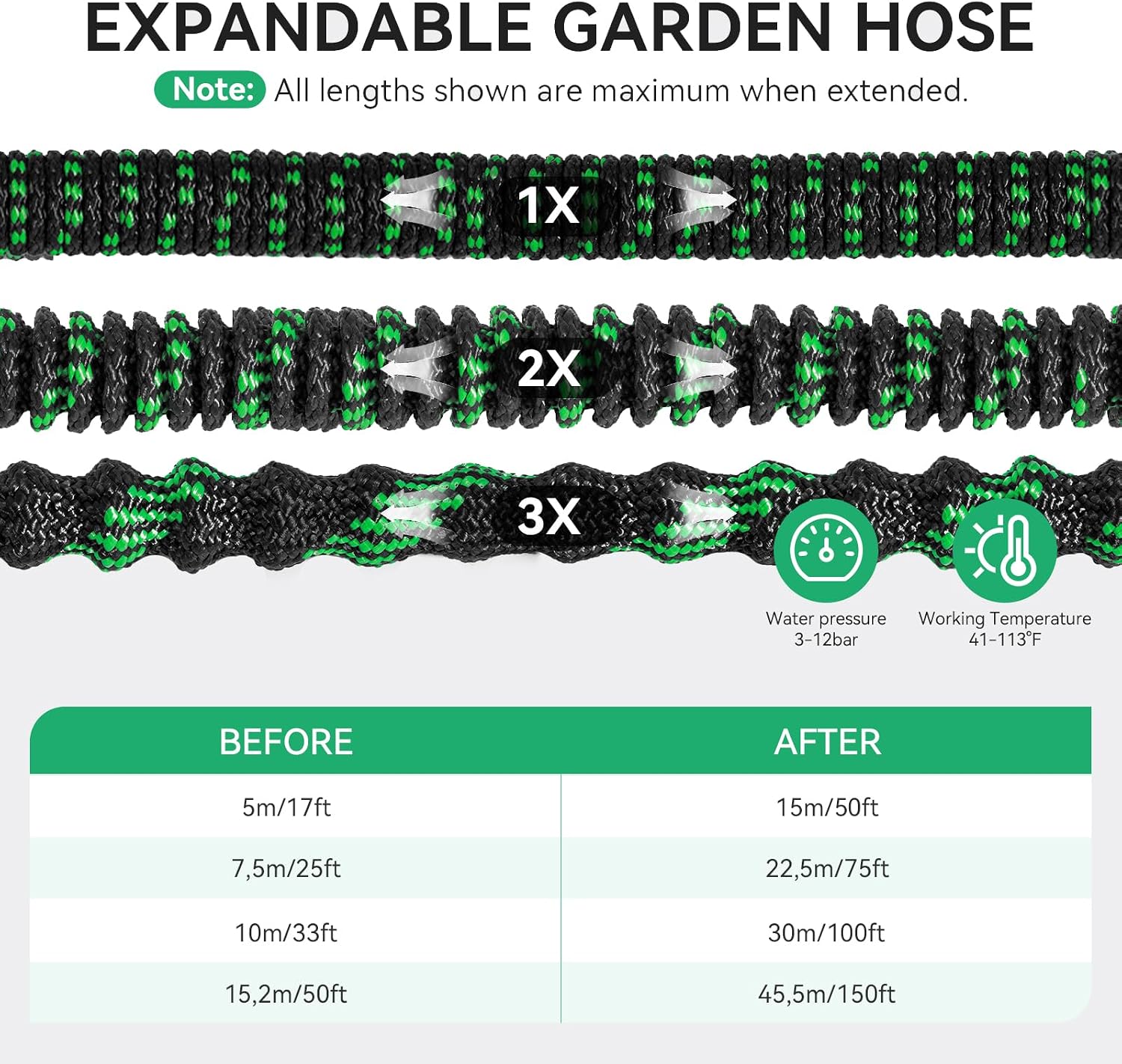 Detalle de Yofidra Expandable Garden Hose 100ft with 10-Function Spray Nozzle