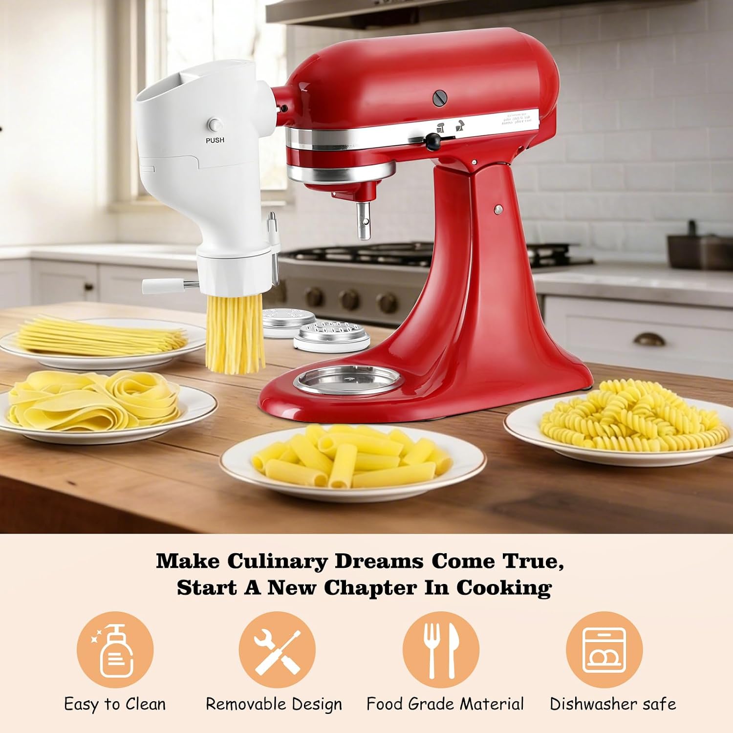 Thumbnail 6 de Gdrtwwh Pasta Press Attachment for KitchenAid Stand Mixers, 7 Discs