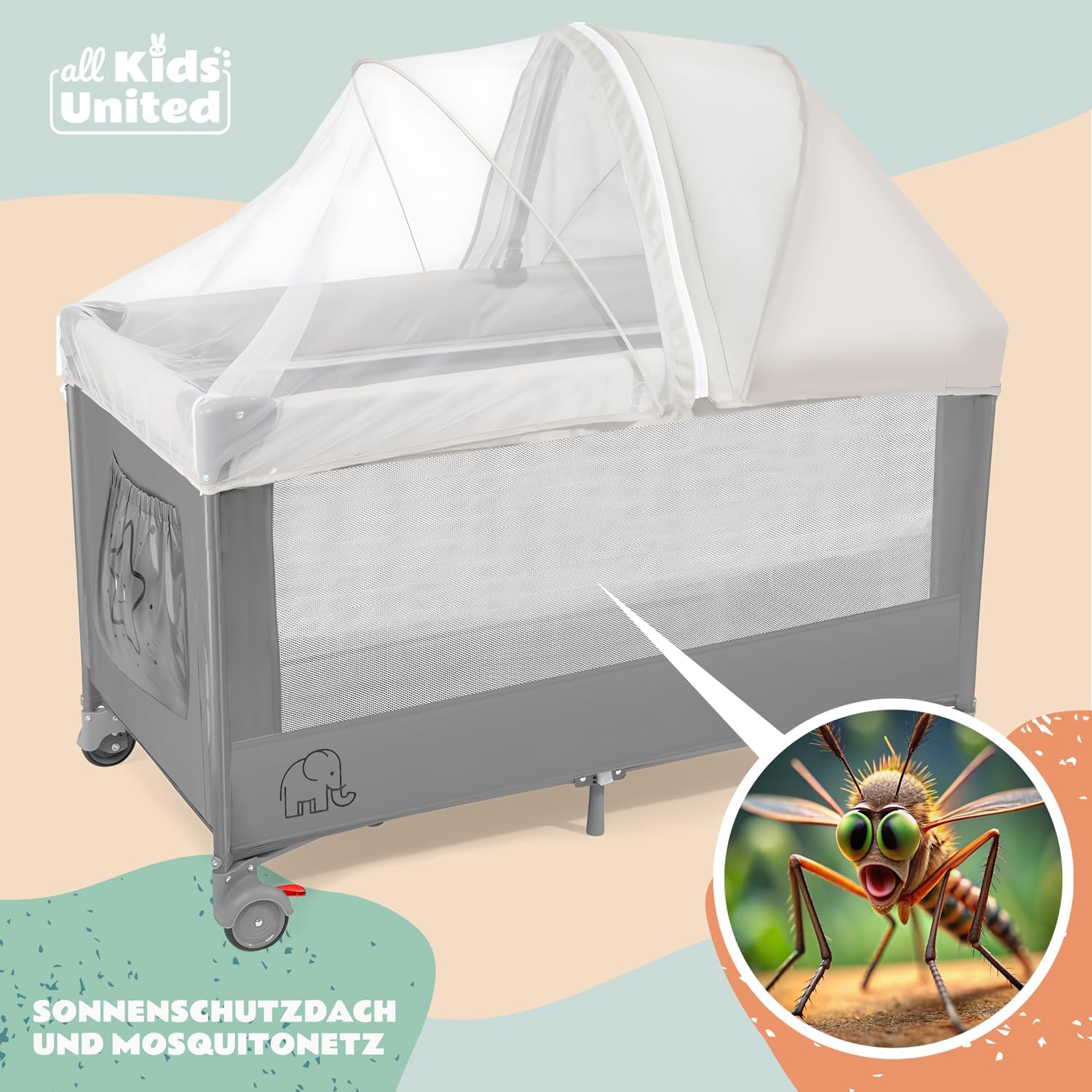 Thumbnail 4 de Voyage pour bébé Deluxe all Kids United Lit de voyage avec matelas à langer et mobile électronique (gris)