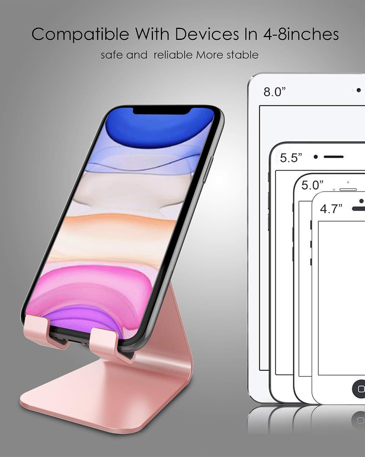Detalle 2 de CreaDream Aluminum Desktop Phone Stand — Rose Gold
