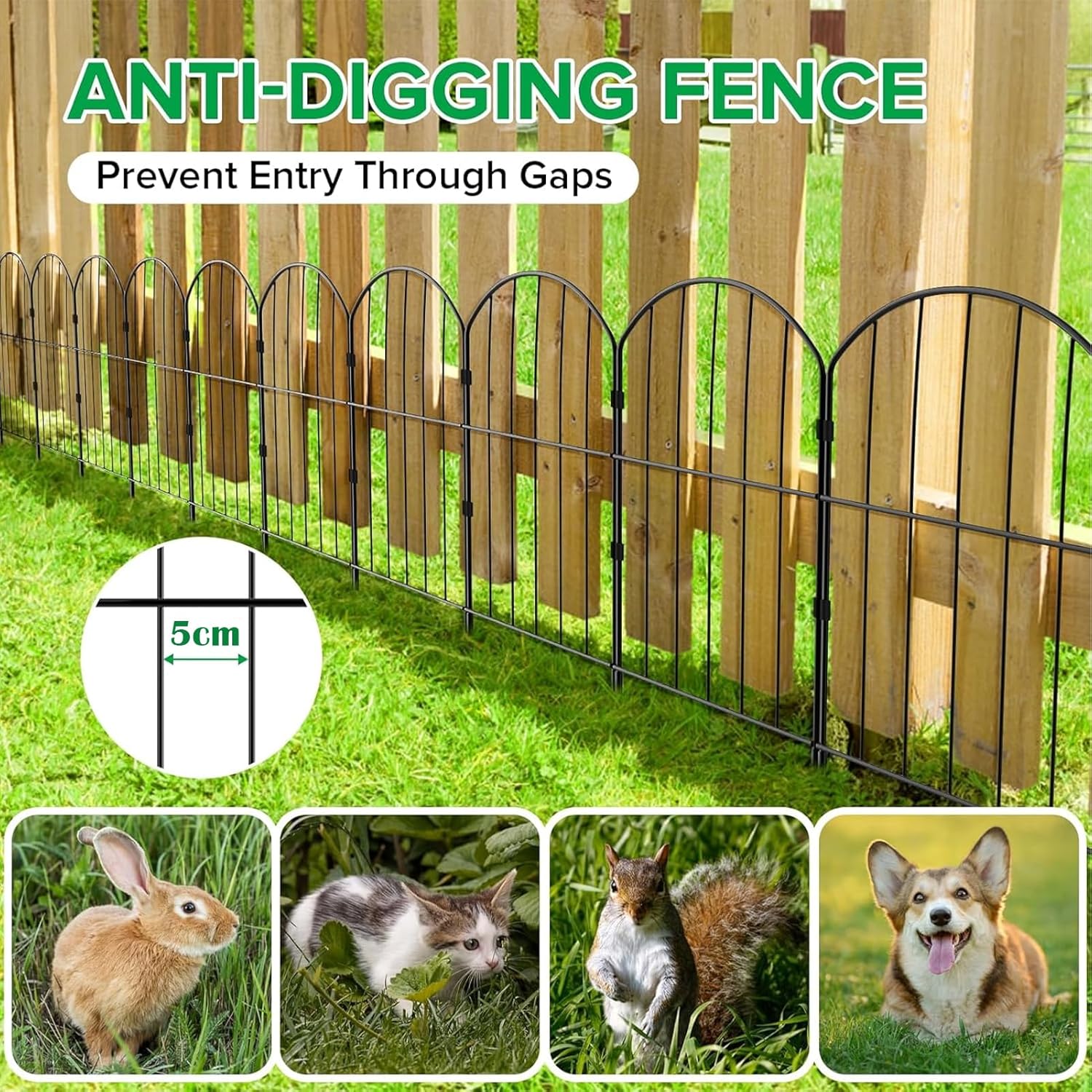 Thumbnail 3 de WELDUN Garden Fence 320cm x 61cm – 10 rustproof metal panels for animal barriers, borders & patios