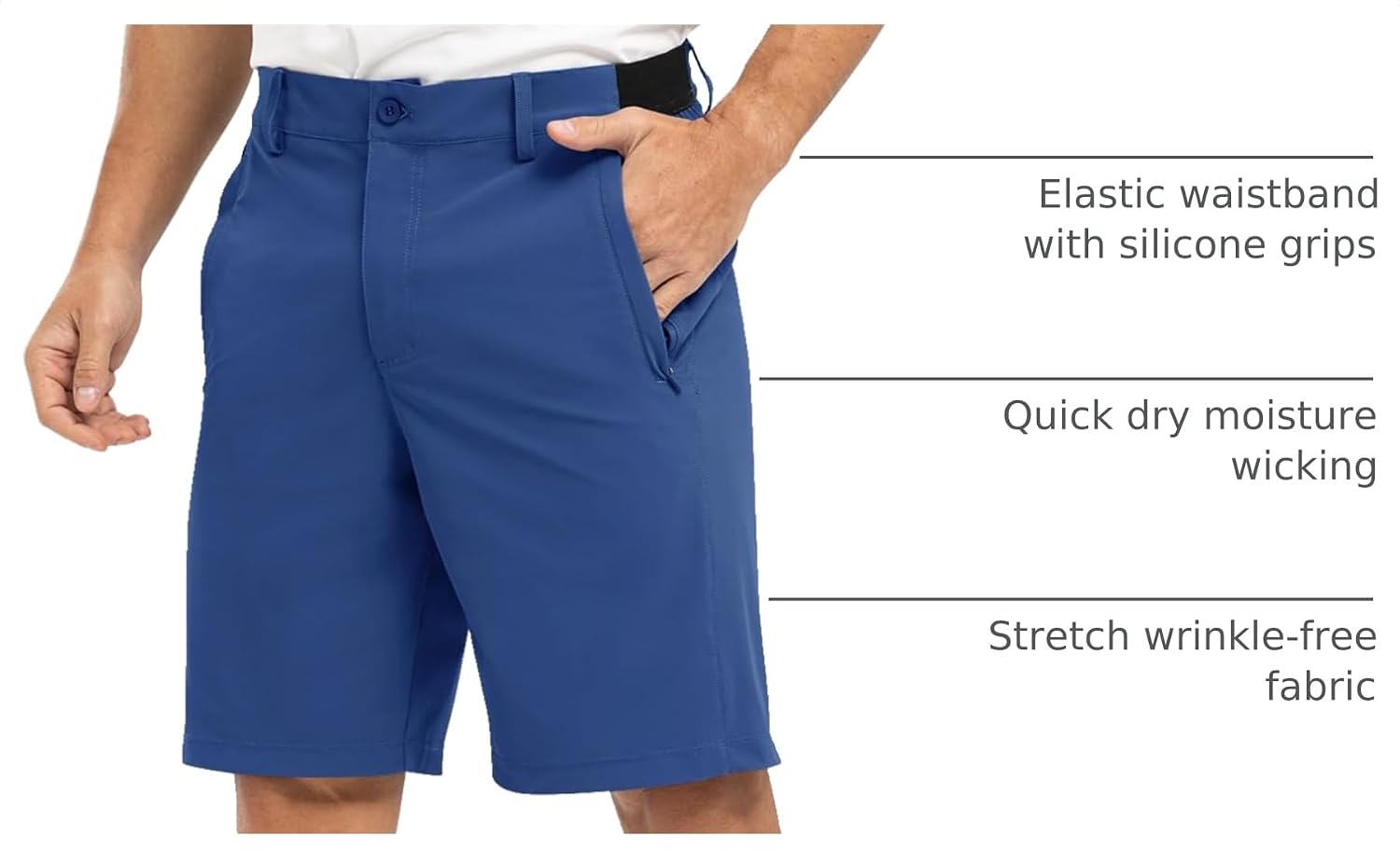 Detalle de TBMPOY Men's 9" Stretch Quick-Dry Golf Shorts: Lightweight, Breathable Short for Work, Travel, and Casual Dress