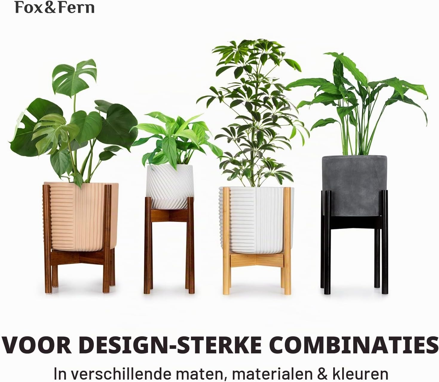 Thumbnail 6 de Fox & Fern plantenpot 25 cm, wit, UV- en vorstbestendig met afvoerplug