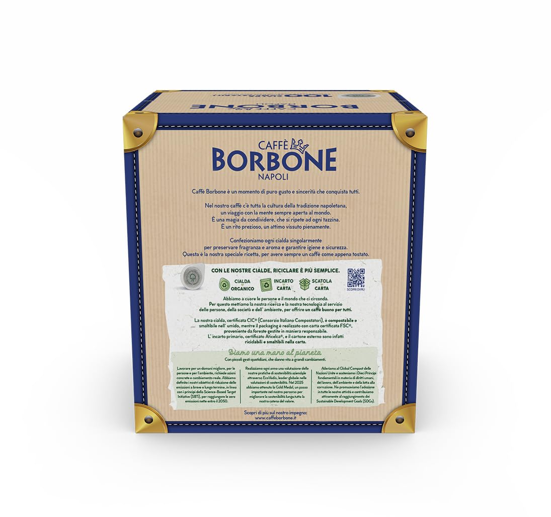 Detalle de Caffè Borbone Kompostierbare Kaffeepads – Blaue Kaffeemischung, 100 Pads, 44 mm ESE