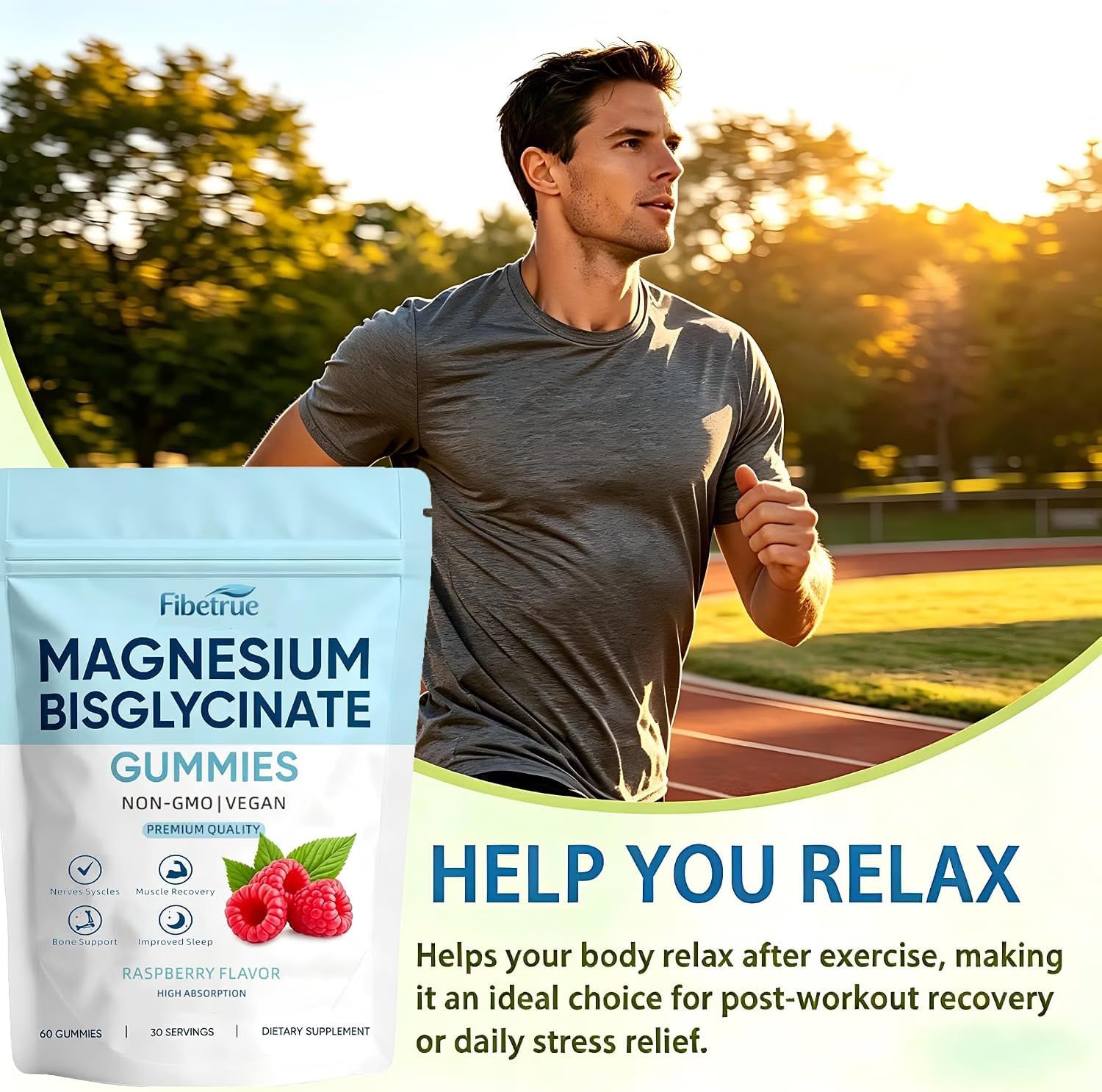 Detalle 2 de Magnesium Glycinate Gummies 400mg, Vegan Raspberry, 60 Count