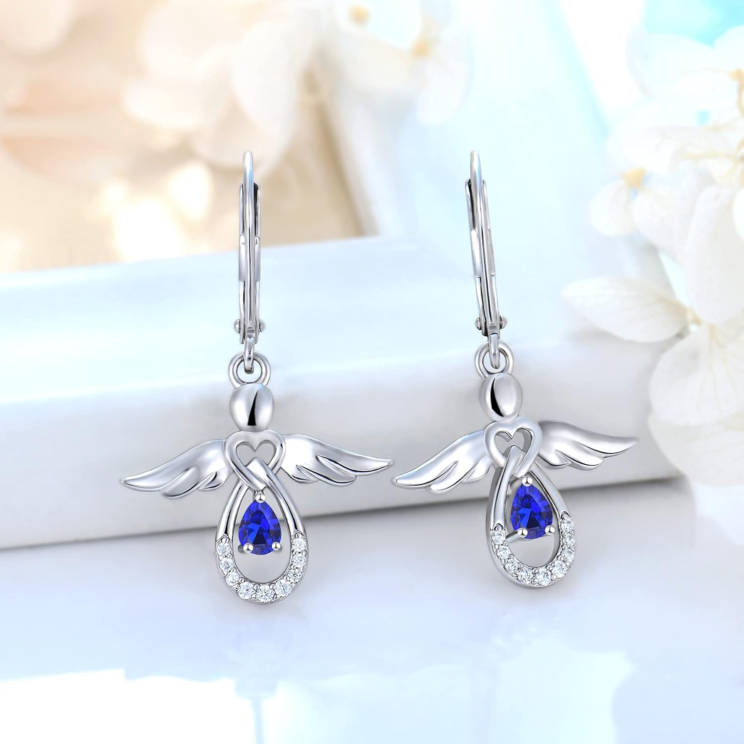 Thumbnail 1 de FJ Damen Schutzengel Ohrringe aus 925 Sterling Silber mit Geburtsstein & Zirkonia