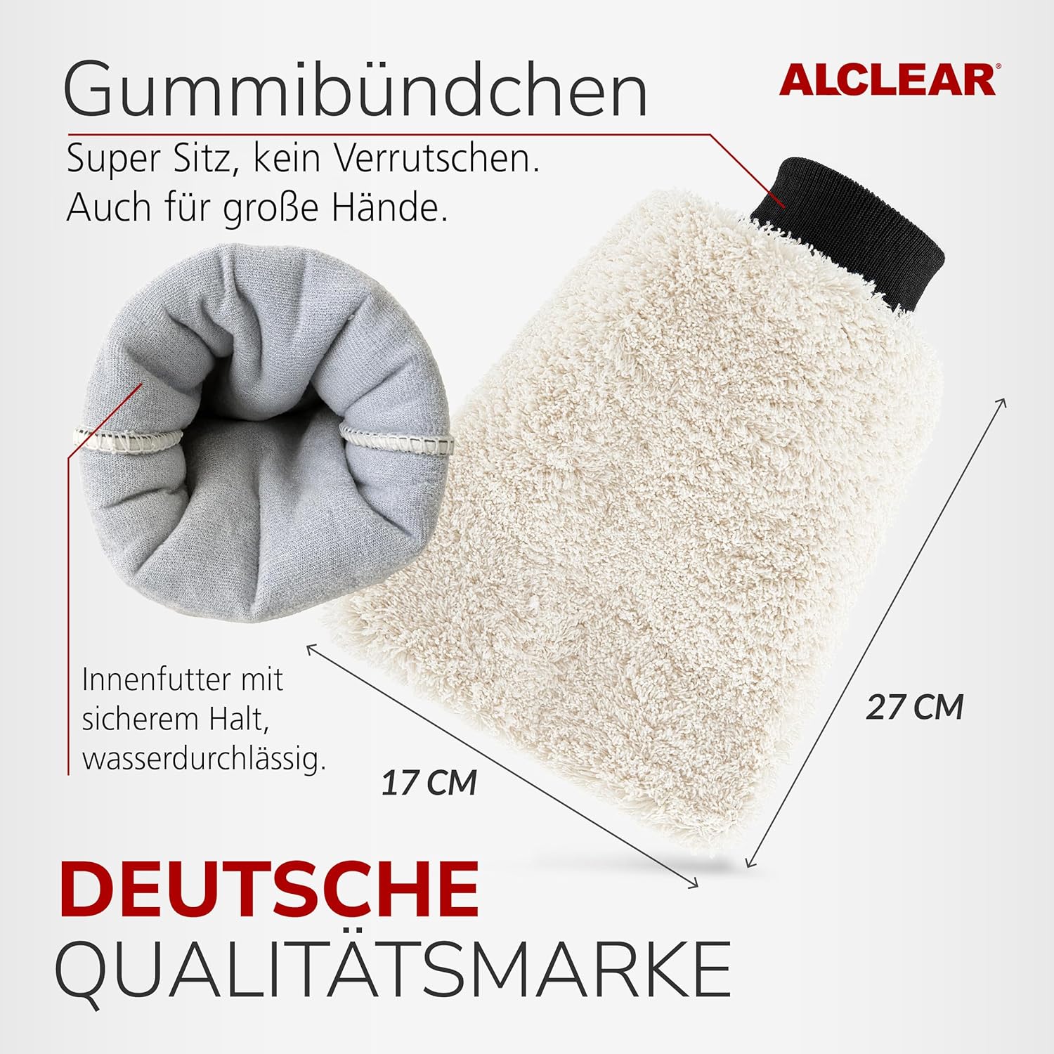 Thumbnail 3 de ALCLEAR Mikrofaser Autowaschhandschuh 27x17 cm – schonende, saugfähige Reinigung ohne Kratzer
