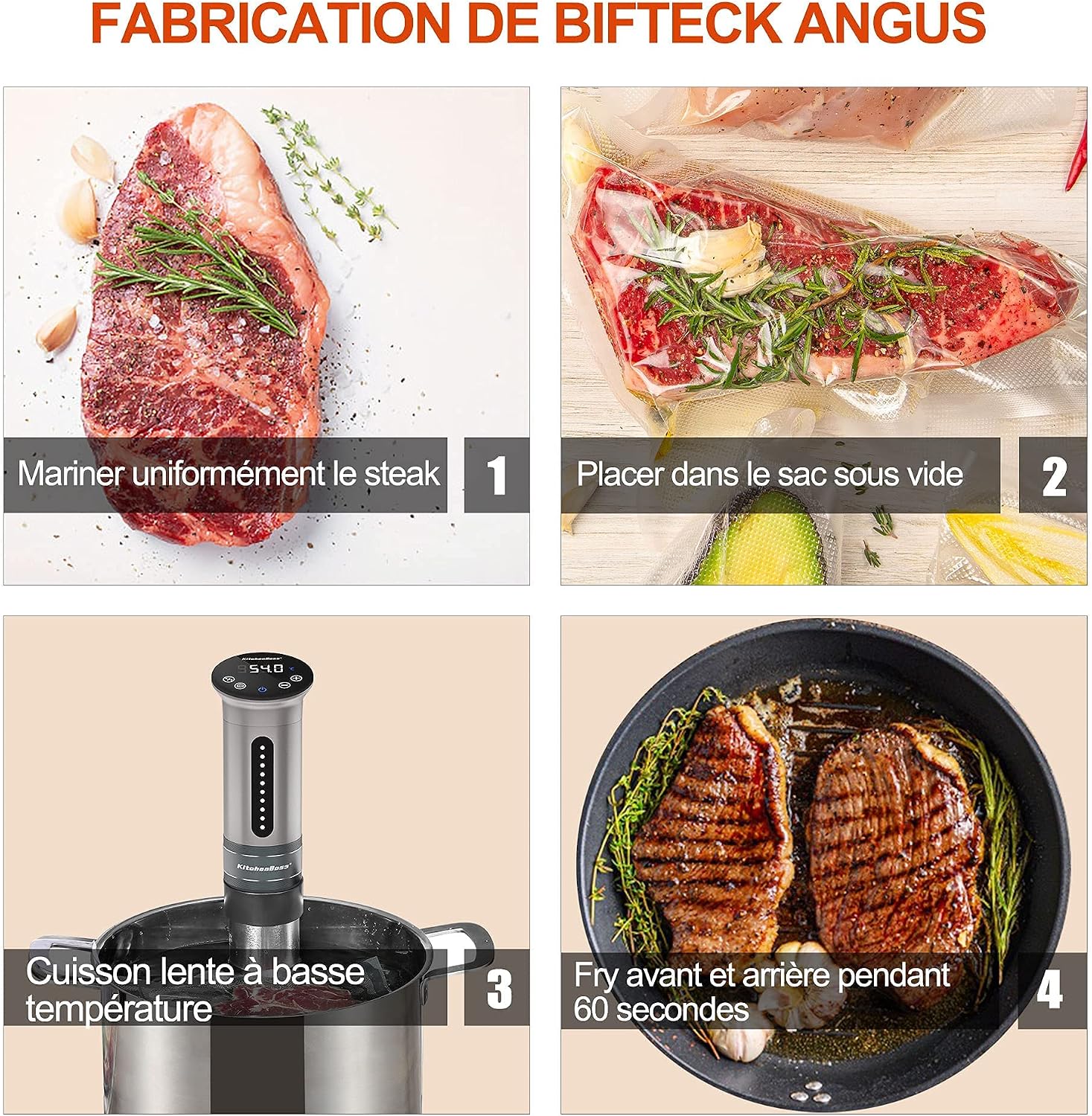 Thumbnail 6 de KitchenBoss Cuiseur sous vide 1100W, thermostat réglable