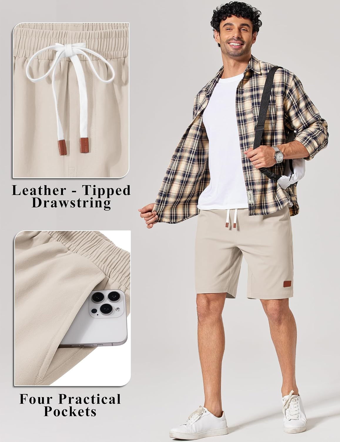 Detalle de COOFANDY Men's Cotton Chino Shorts 9 Inch: Relaxed, Breathable Summer Short with Pockets