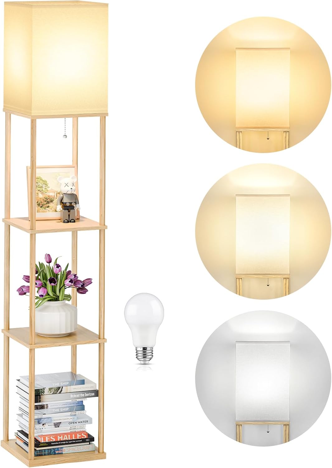 Detalle de SHINE HAI Floor Lamp with Shelves