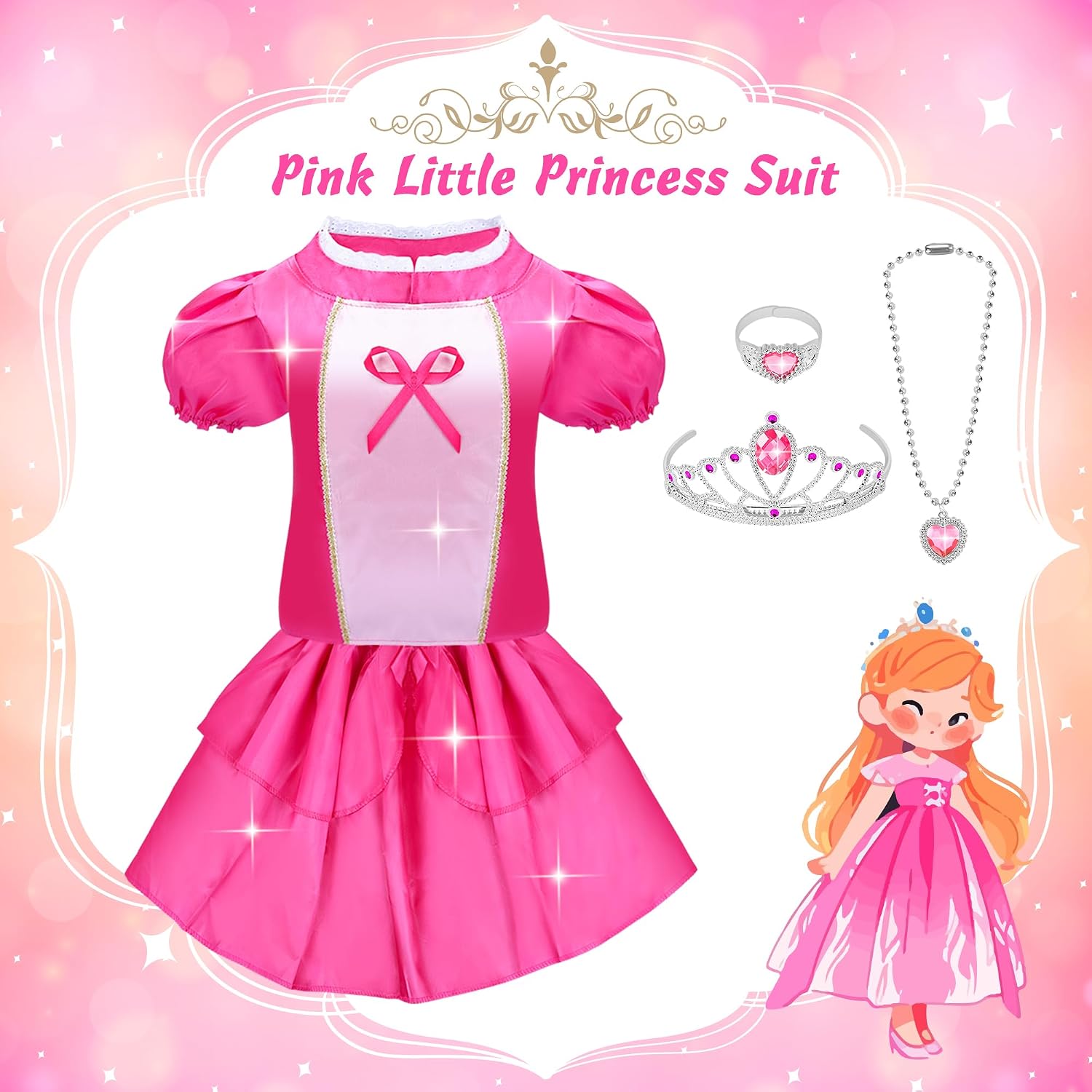Thumbnail 2 de 16-Piece Princess & Mermaid Dress-Up Costume Set for Little Girls (Princess Role Play Gift)