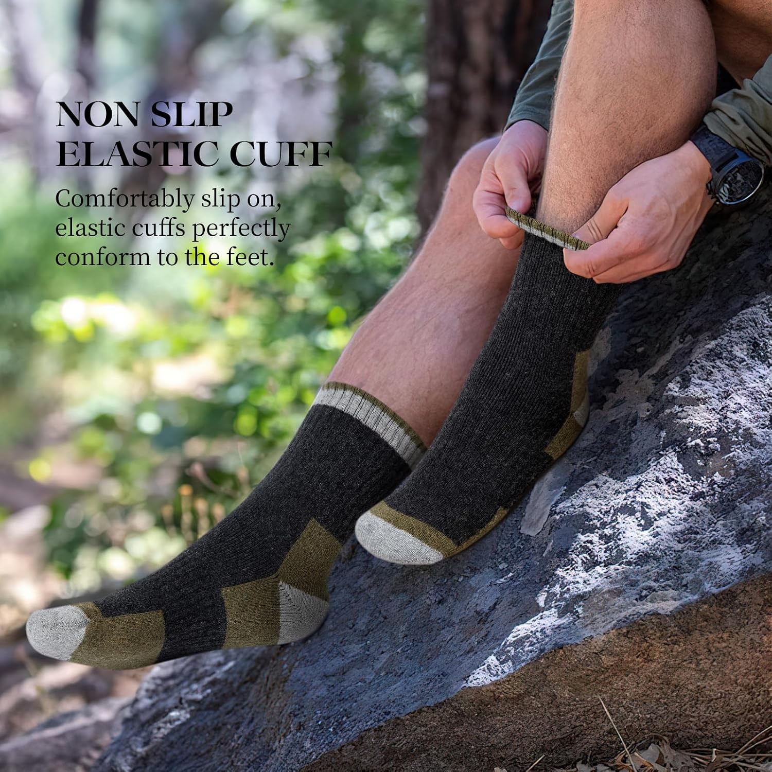 Detalle 1 de SIMIYA Merino Wool Hiking Socks, 5 Pairs, Thick Cushioned, Size 7-15