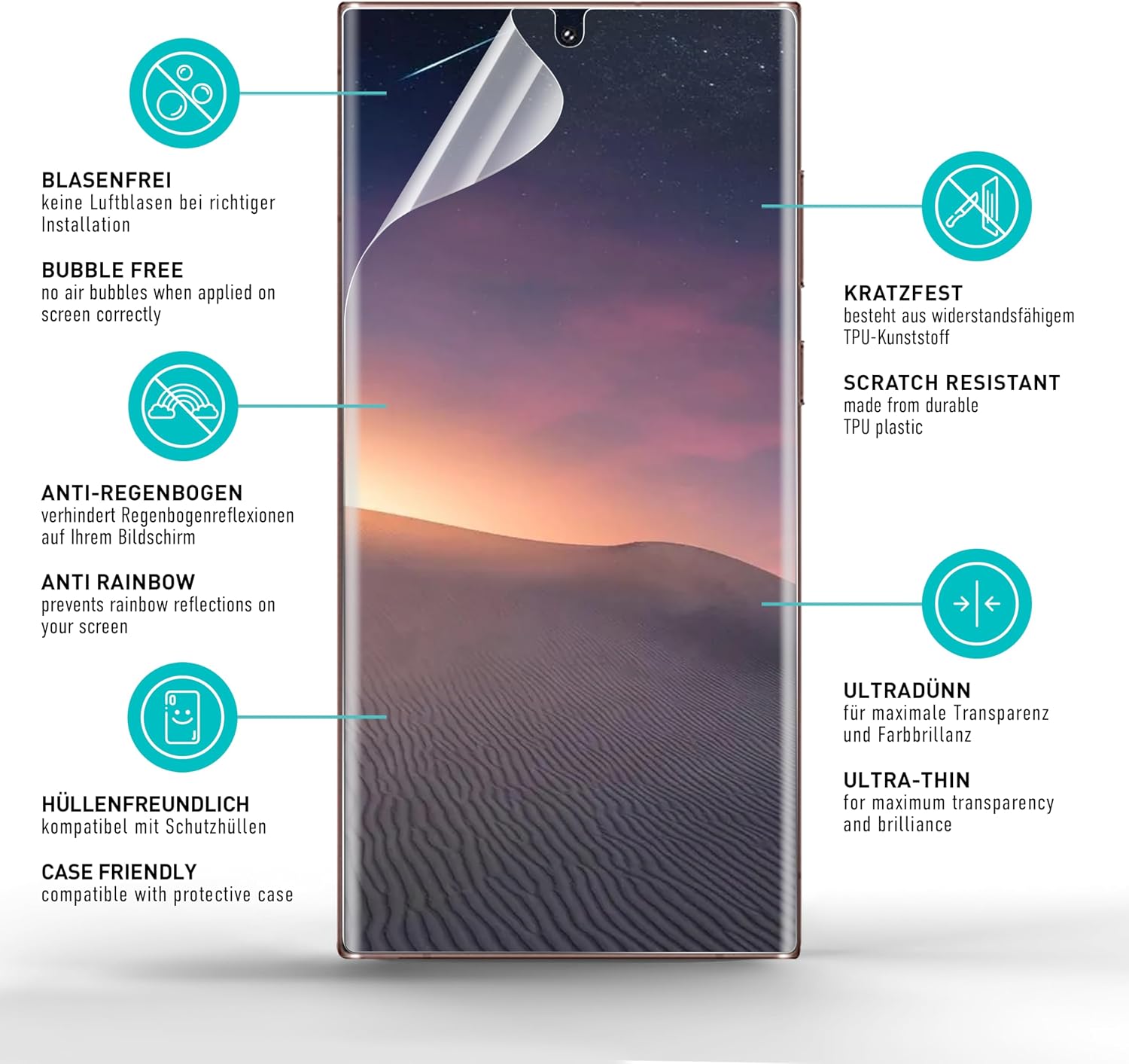 Thumbnail 4 de SmarTect TPU Screen Protector for Samsung Galaxy S23 Ultra, Matte, 2 Pack