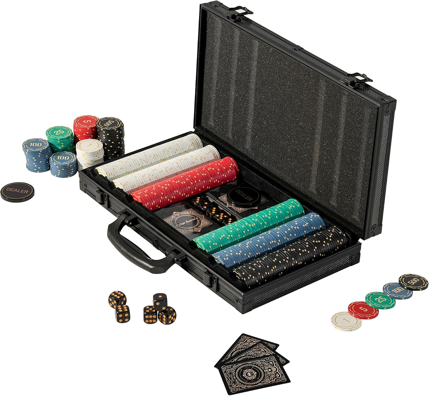 Detalle de Polar Aurora Dark Gold Poker Chip Set, 300 Chips, 11.5g, Aluminum Case