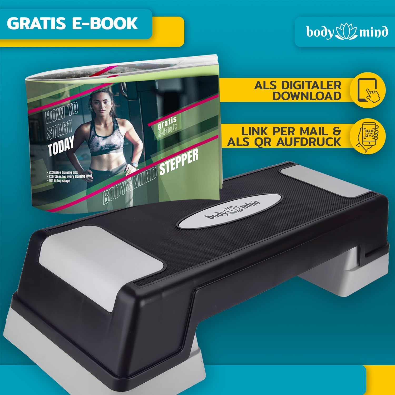 Thumbnail 5 de Body & Mind Aerobic Steppbrett Step-Bench mit Anti-Rutsch-Matte und kostenlosem Trainings-E-Book