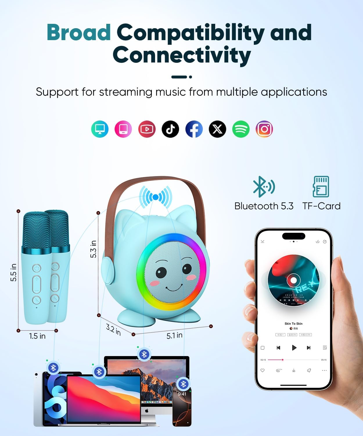 Thumbnail 2 de Mini Karaoke Machine Toy Portable with 2 Mics 🎤