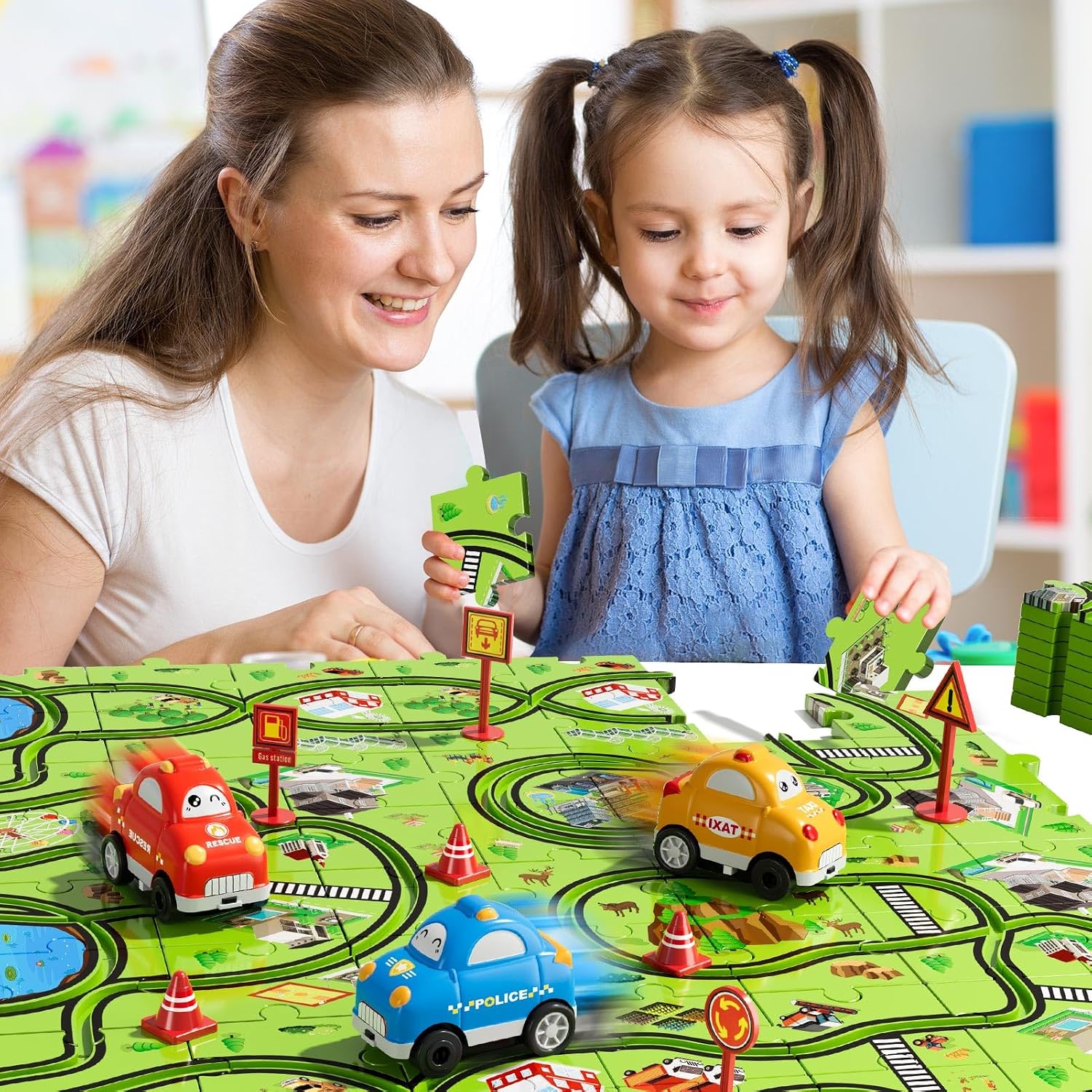 Detalle 2 de Beby Buty 64PCS Puzzle Track Car Set for Kids