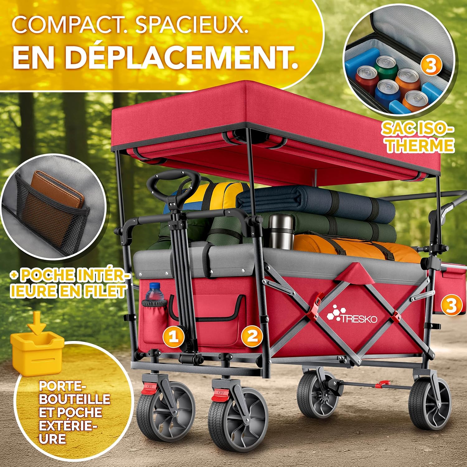Detalle 1 de TRESKO Chariot pliable 150 kg 🚚