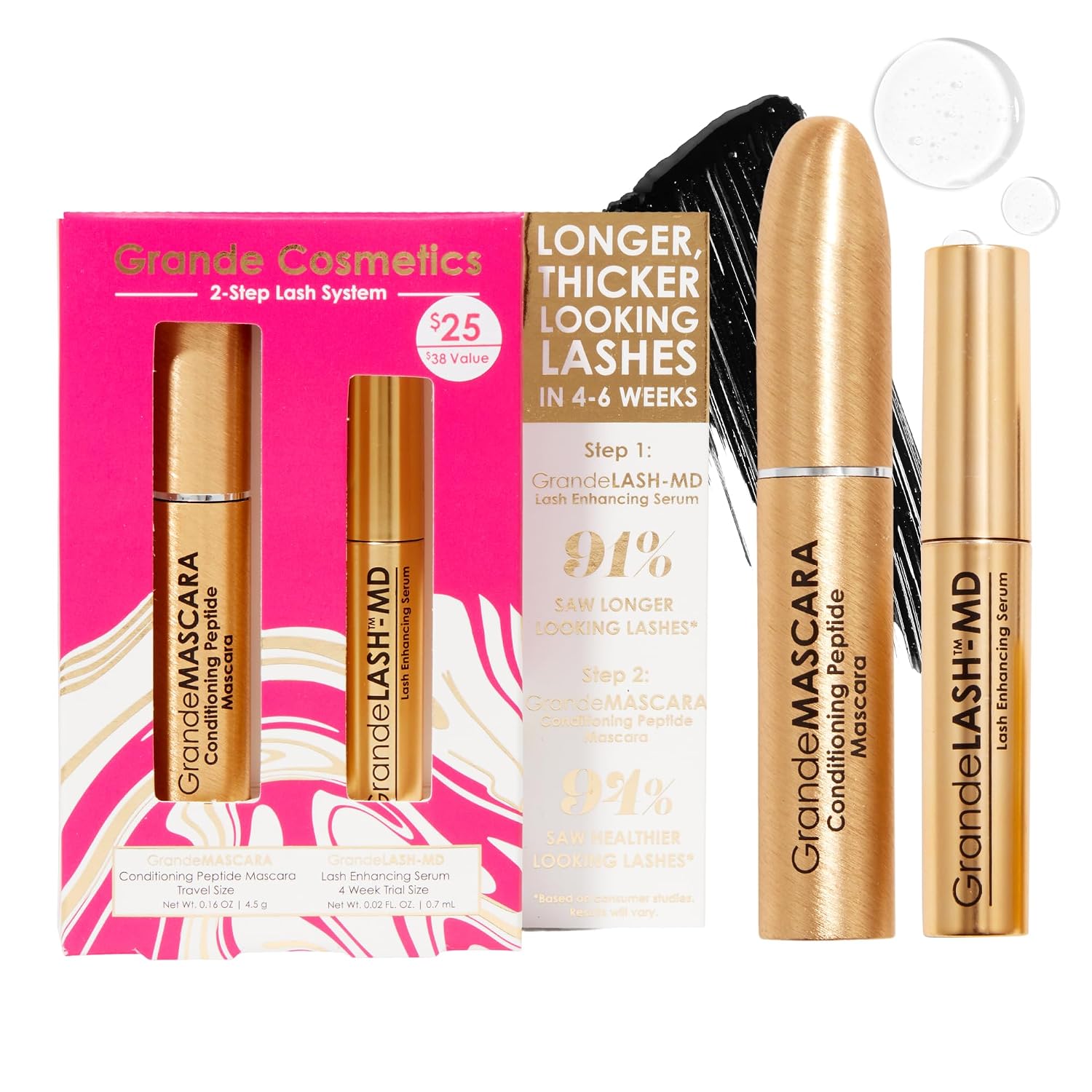Detalle de Grande Cosmetics Lash & Brow Care System, Multi-Step Enhancing Set