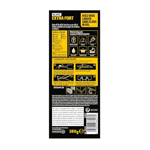 Thumbnail 1 de Pattex Ni Clou Ni Vis Fix Extra Fort – Lot de 3 cartouches 380 g, fixation rapide en intérieur
