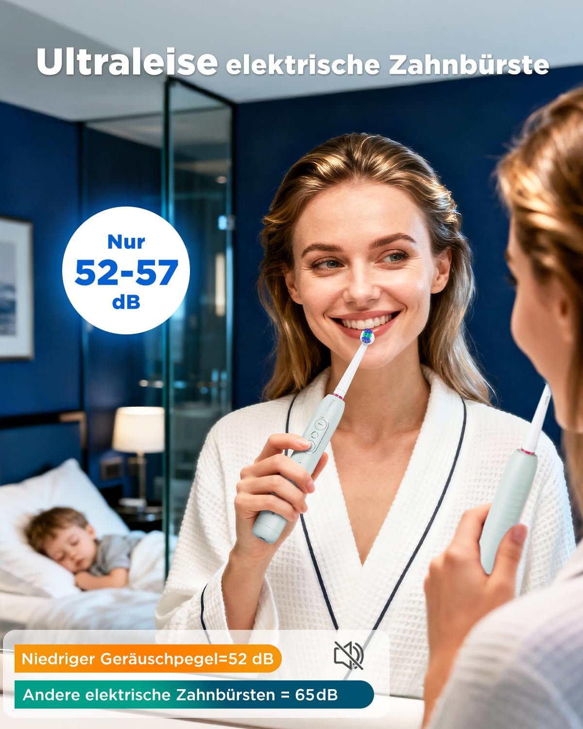 Thumbnail 6 de Elektrische Zahnbürsten – Rotierende Bürsten für Erwachsene und Kinder mit 8 Aufsteckbürsten, 3 Intensitäten, 5 Modi und Wandhalterung (IPX7)